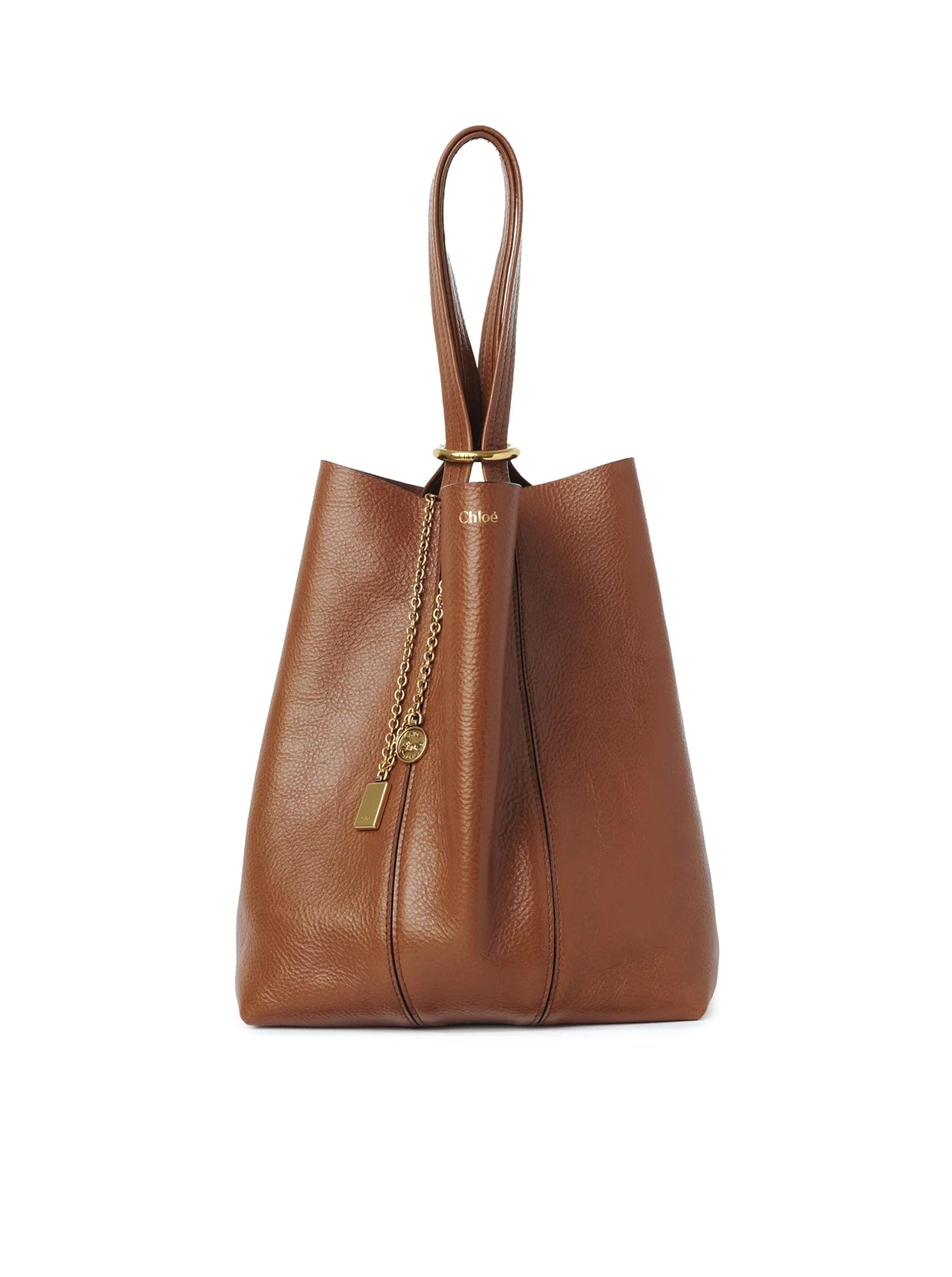 CHLOÉ SPIN TOTE BAG IN GRANATE LEATHER