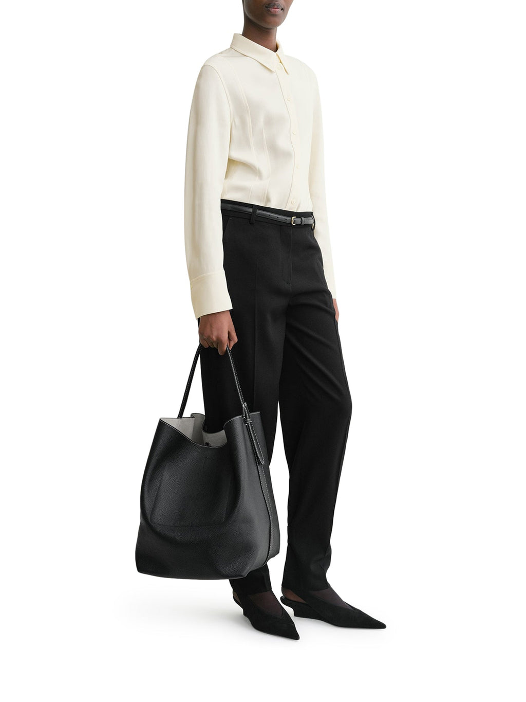 BELTED TOTE BAG IN HAMMERED CALFSKIN