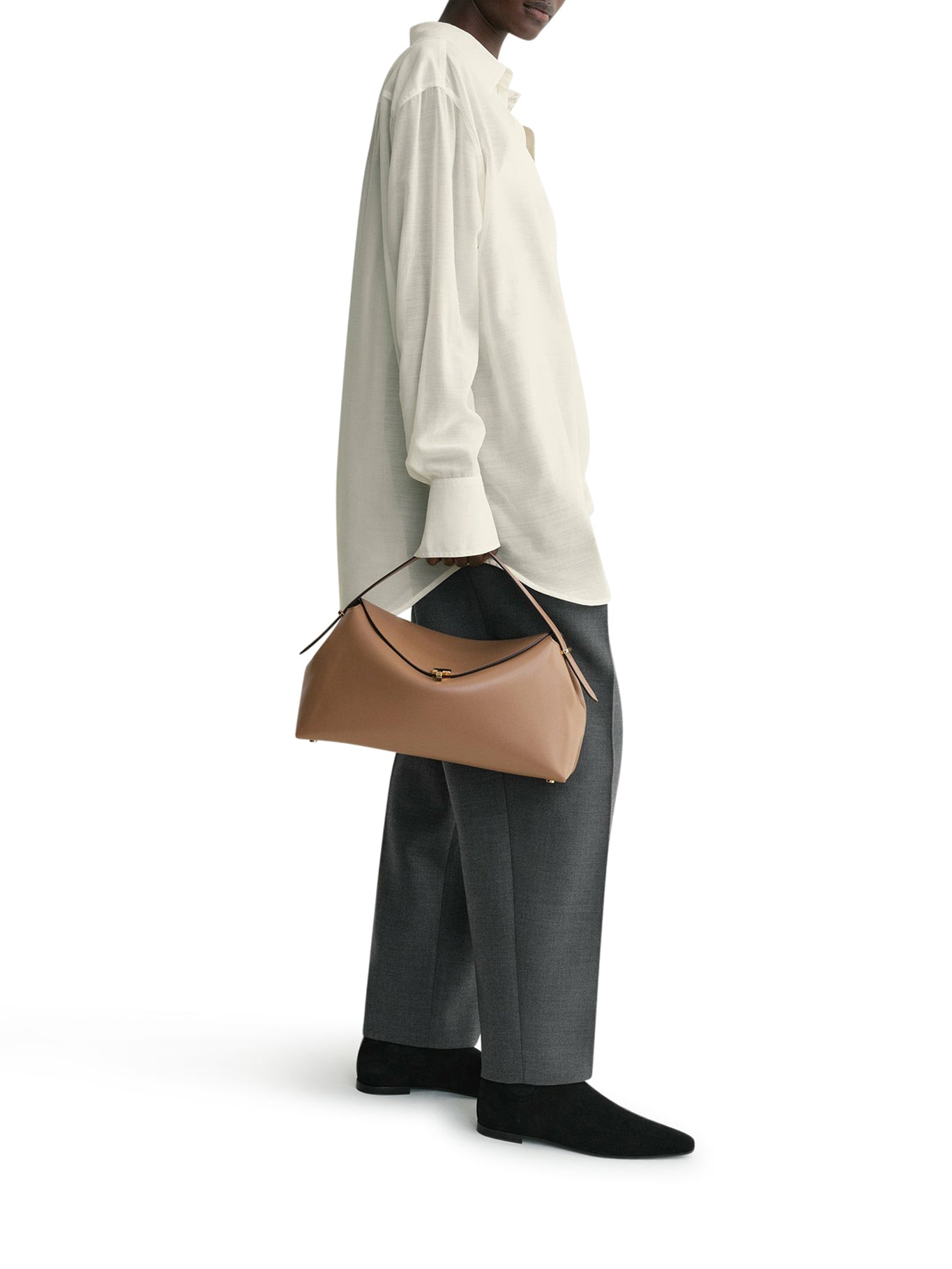 T-LOCK LEATHER TOP HANDLE CAMEL