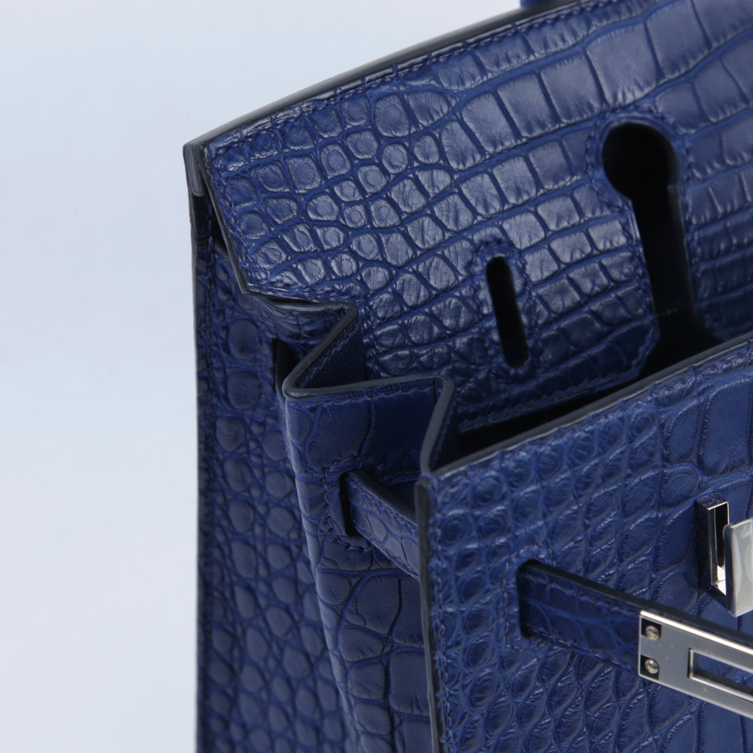 HERMÈS Birkin 25 Sellier Bleu Saphir (73) Matte Alligator Palladium hardware K (2025)
