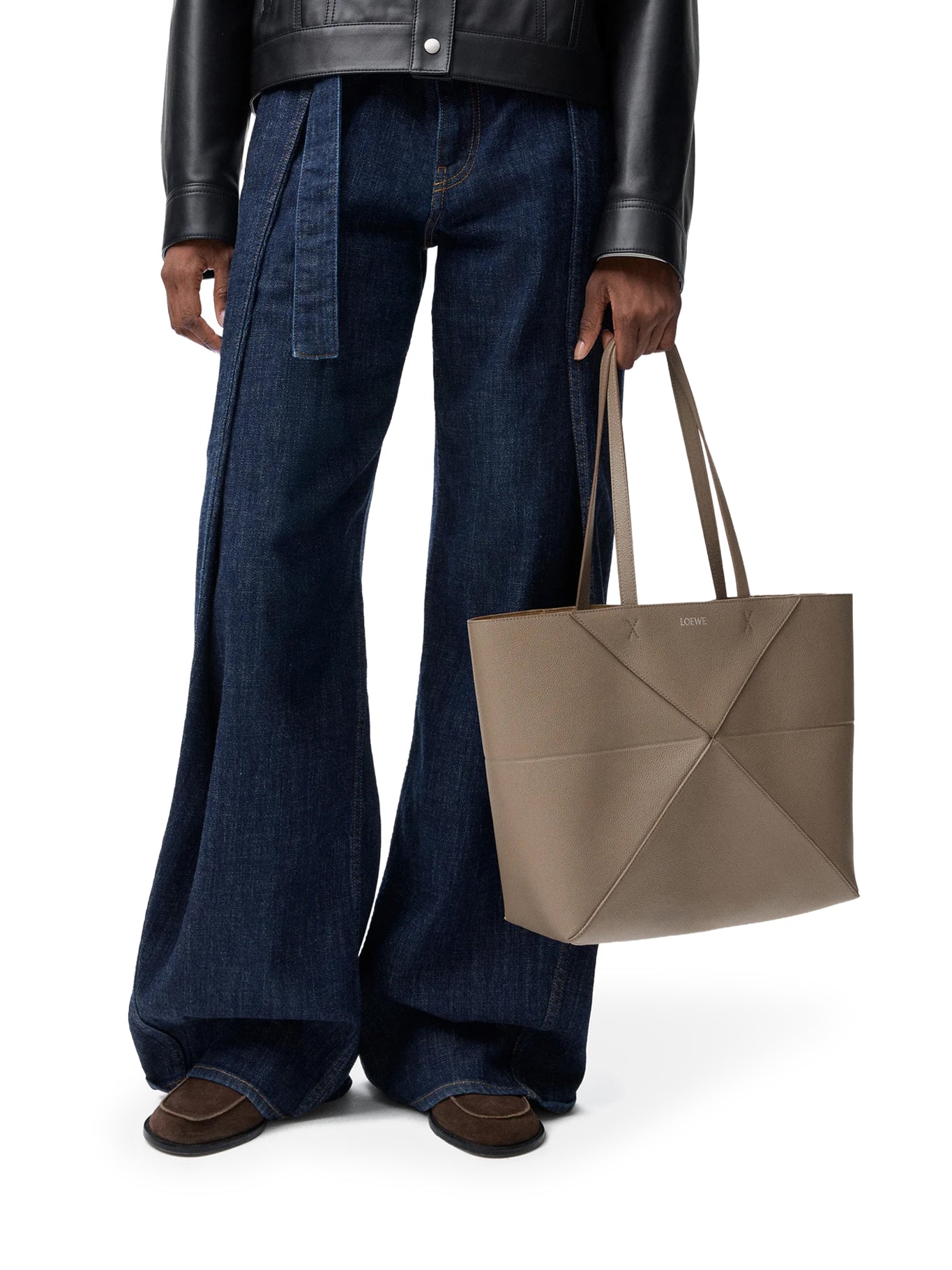 MEDIUM PUZZLE FOLD HORIZONTAL TOTE BAG IN GRAINED CALFSKIN