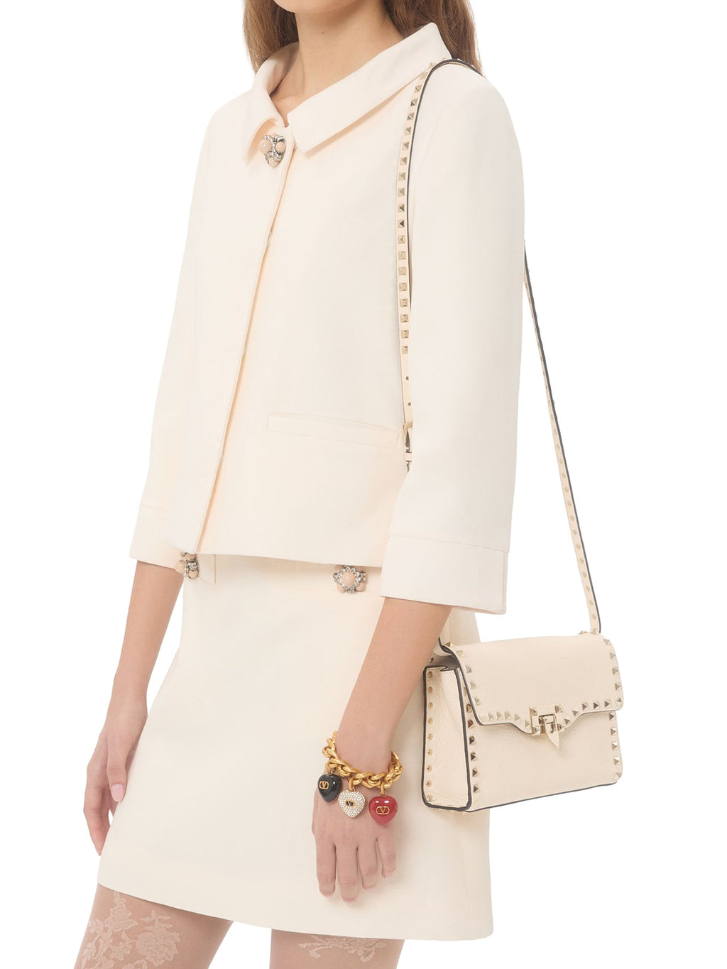 ROCKSTUD SMALL GARNET CALFSKIN CROSSBODY BAG