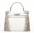 HERMÈS Limited Edition Kelly 28 Himalaya Matte Niloticus Crocodile Diamond White Gold hardware Z (2021)