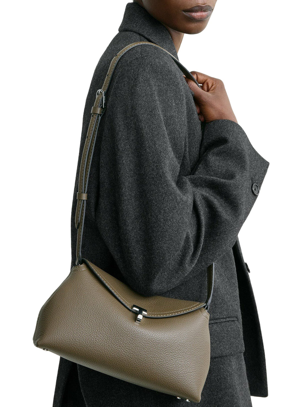 T-LOCK HAMMERED LEATHER CLUTCH