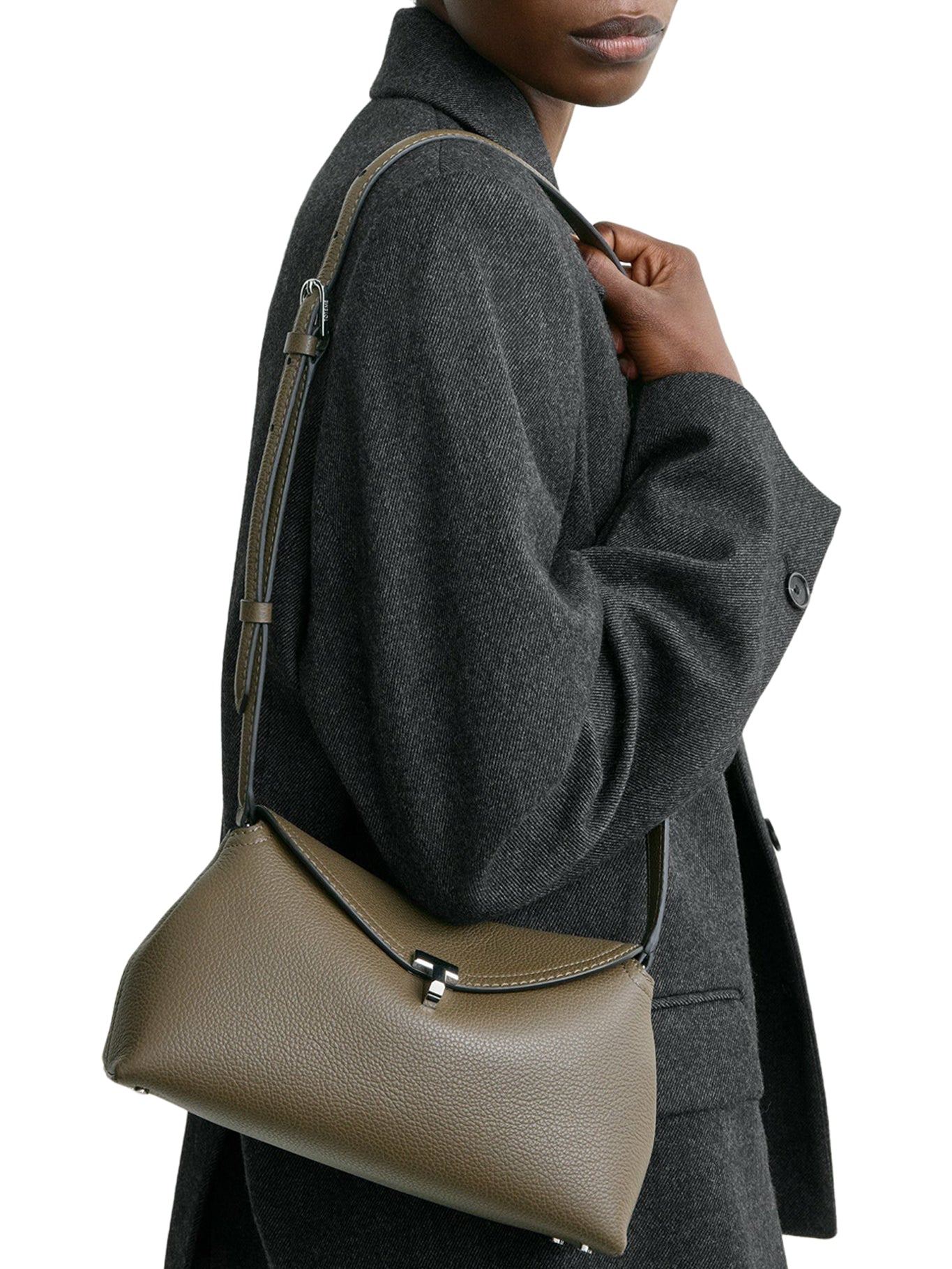 T-LOCK HAMMERED LEATHER CLUTCH
