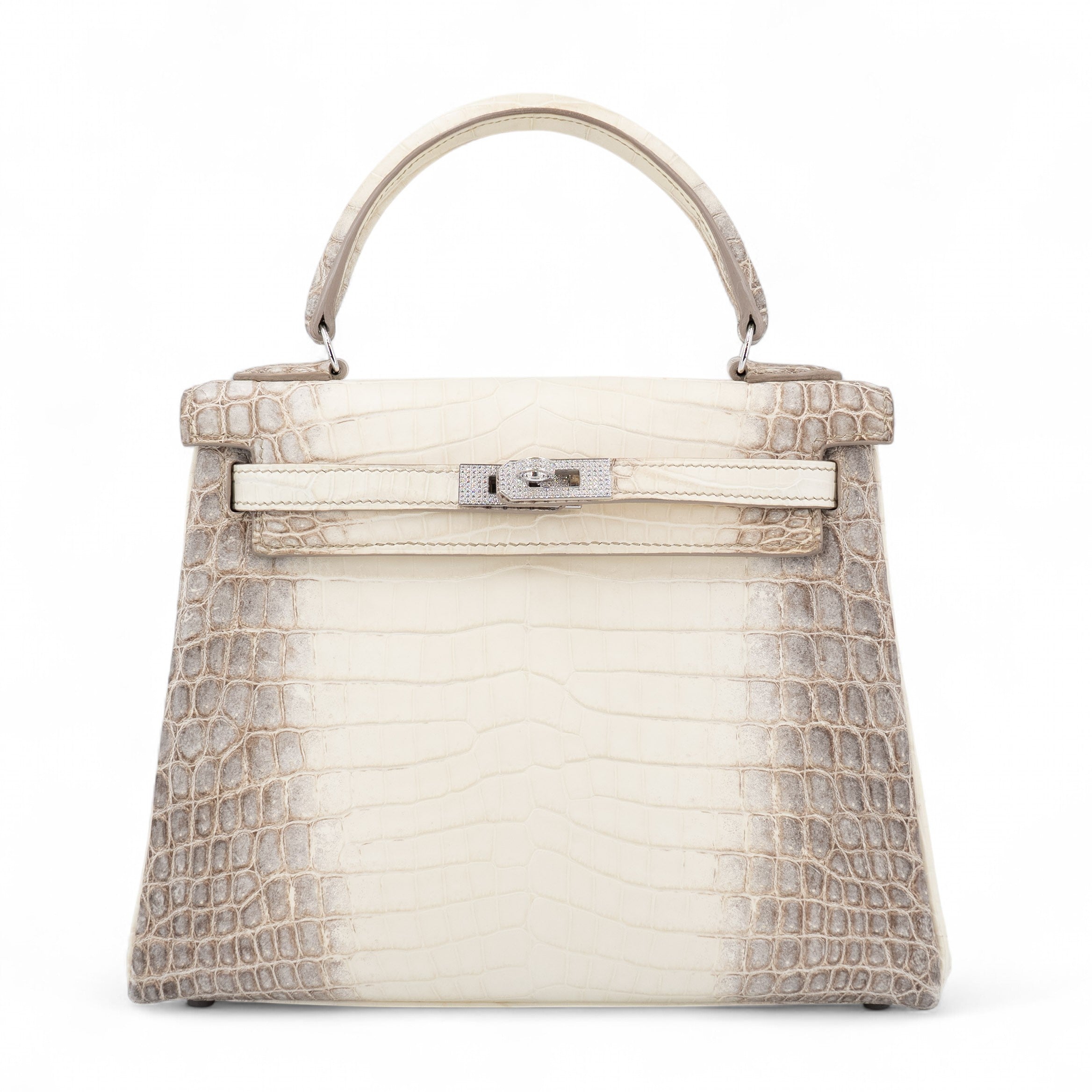 HERMÈS Limited Edition Kelly 25 Himalaya Matte Niloticus Crocodile Diamond White Gold hardware Z (2021)