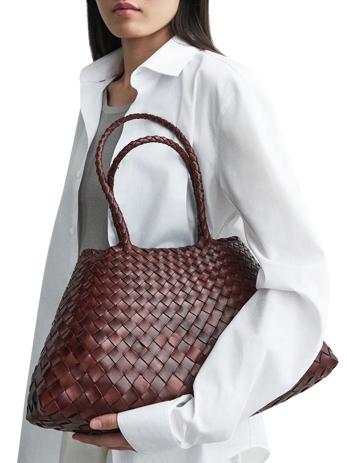 SANTA CROCE BIG WOVEN LEATHER BAG