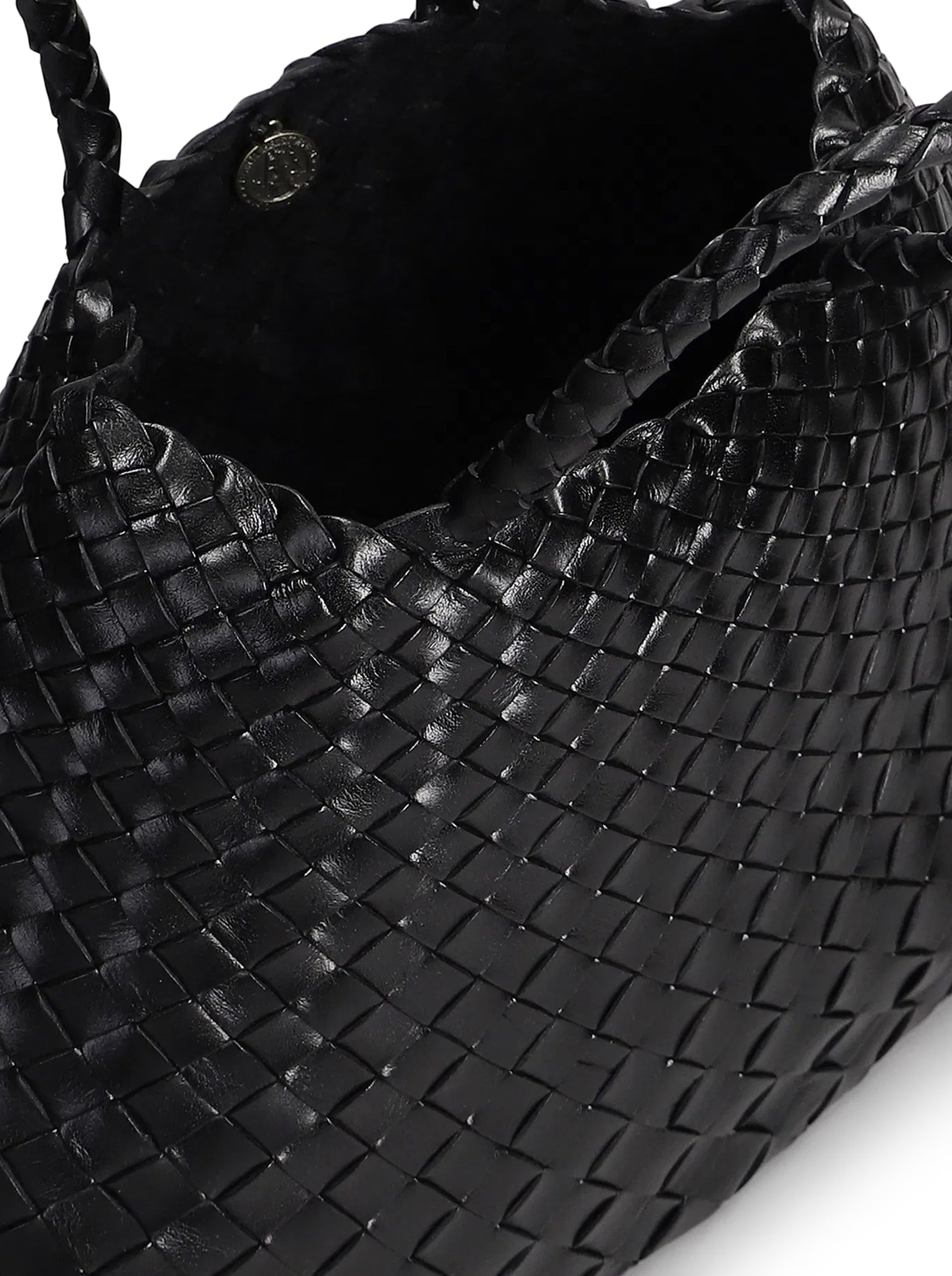 SANTA CROCE BIG BAG IN BLACK WOVEN LEATHER