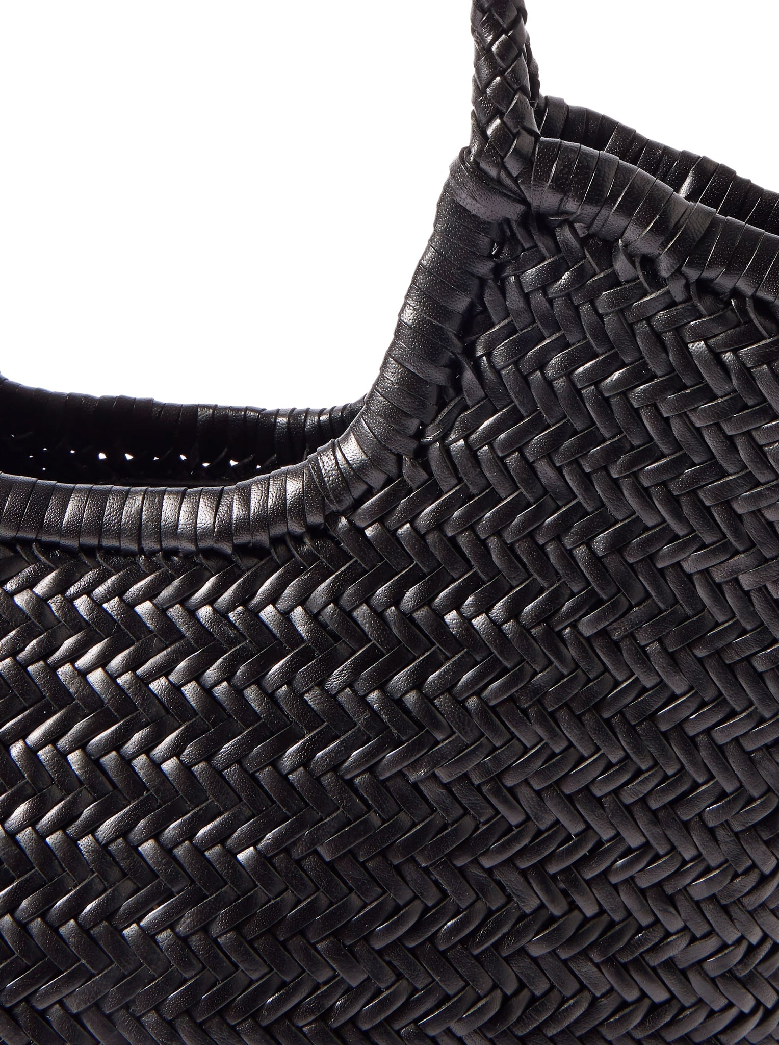 NS DIAGONAL BLACK LEATHER TOTE BAG