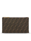 MEDIUM BAGUETTE FLAT POUCH IN BROWN FF JACQUARD FABRIC