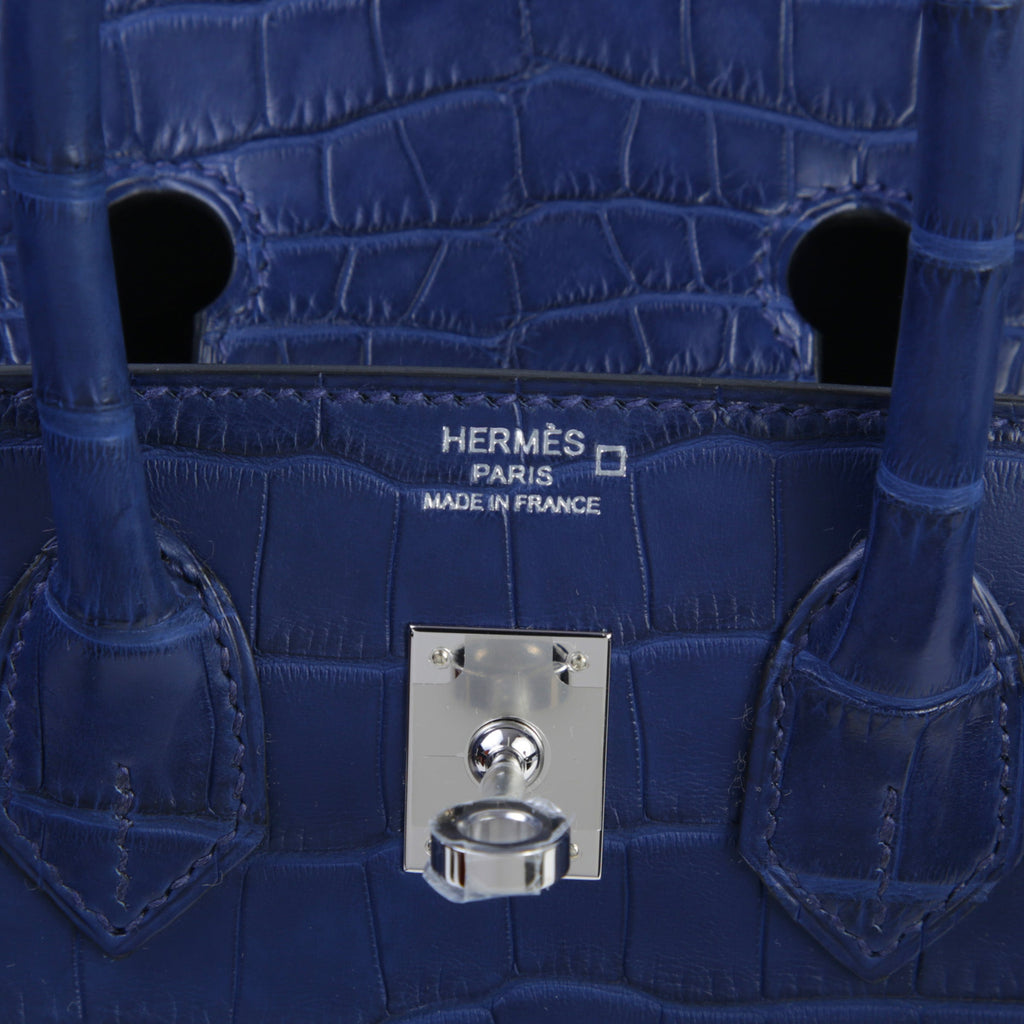 HERMÈS Birkin 25 Sellier Bleu Saphir (73) Matte Alligator Palladium hardware K (2025)