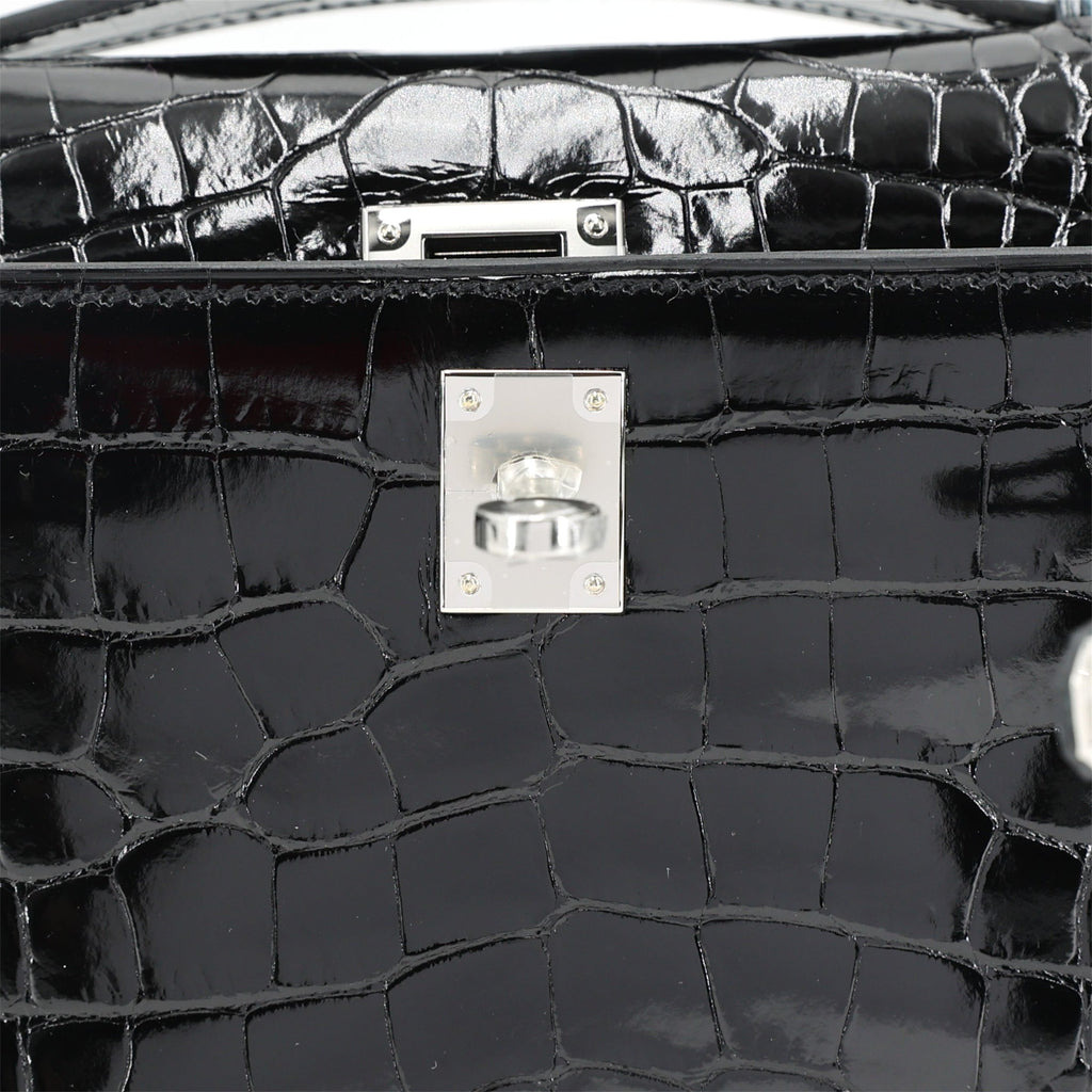 HERMÈS Special Order Kelly Pochette HSS Vert Rousseau (V0) Noir (89) Shiny Alligator Palladium hardware K (2025)