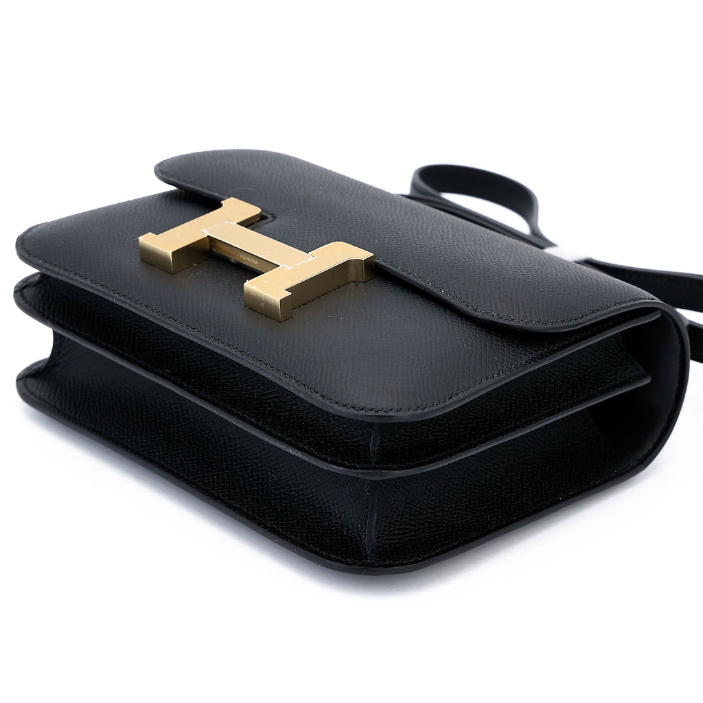 HERMÈS Constance Mini Noir (89) Epsom Brushed Gold hardware K (2025)