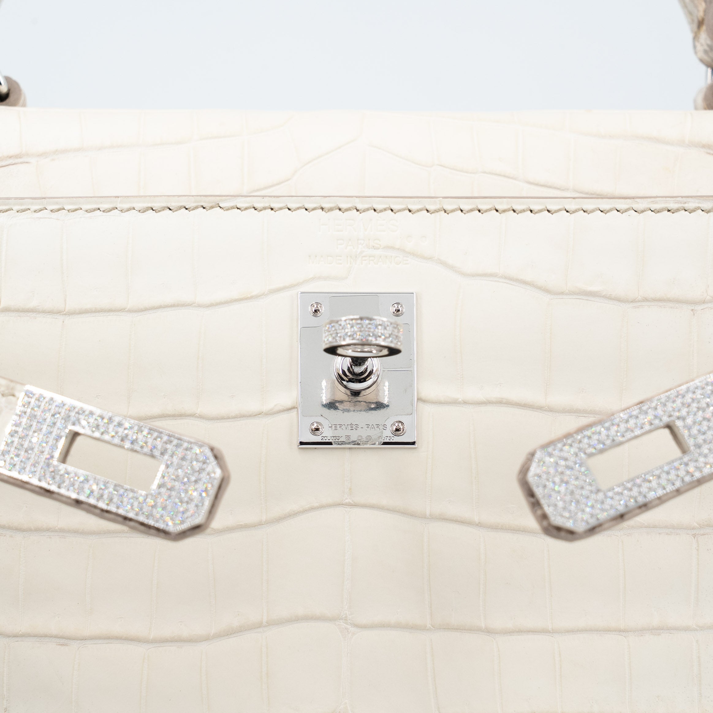 HERMÈS Limited Edition Kelly 25 Himalaya Matte Niloticus Crocodile Diamond White Gold hardware Z (2021)