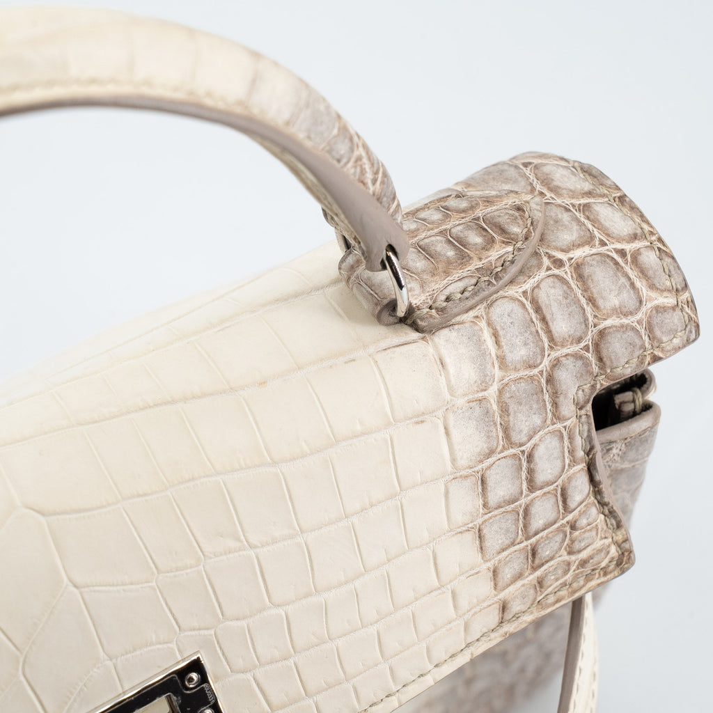 HERMÈS Limited Edition Kelly 25 Himalaya Matte Niloticus Crocodile Diamond White Gold hardware Z (2021)