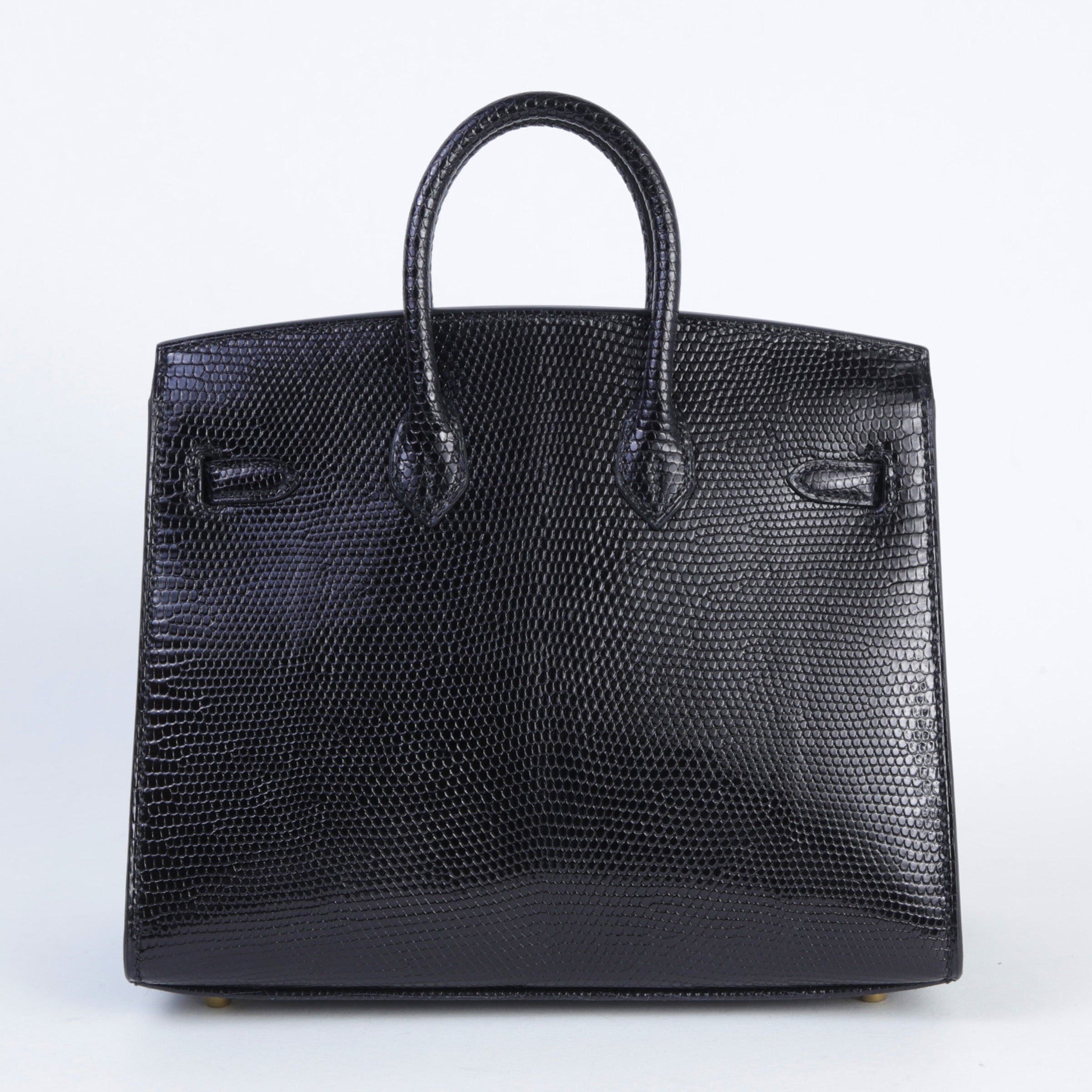 HERMÈS Birkin 20 Noir (89) Lizard Gold hardware B (2023)