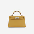 Hermès Verso Mini Kelly - Jaune Ambre Chevre Mysore / Gold Interior | Palladium Hardware