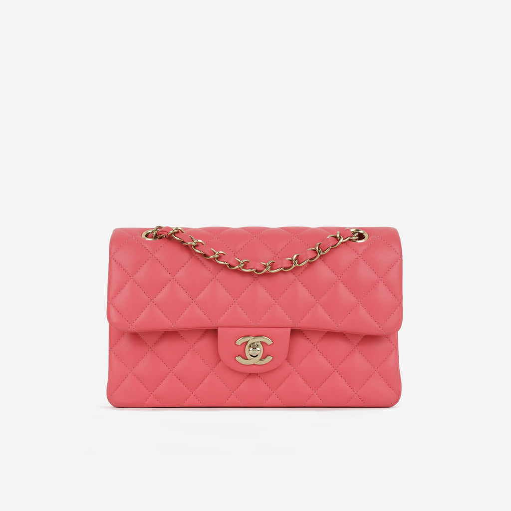 Chanel Small Double Classic Flap - Pink Lambskin | Champagne-Gold Hardware