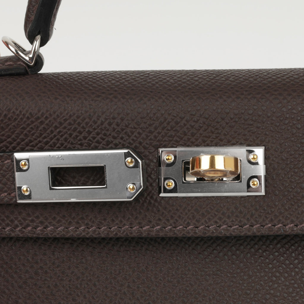 Hermès Mini Kelly - Ebene Epsom | Electrum Hardware