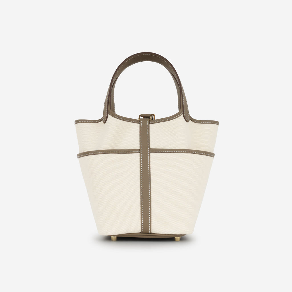 Hermès Picotin 18 Cargo - Ecru Canvas / Etoupe Swift | Gold Hardware