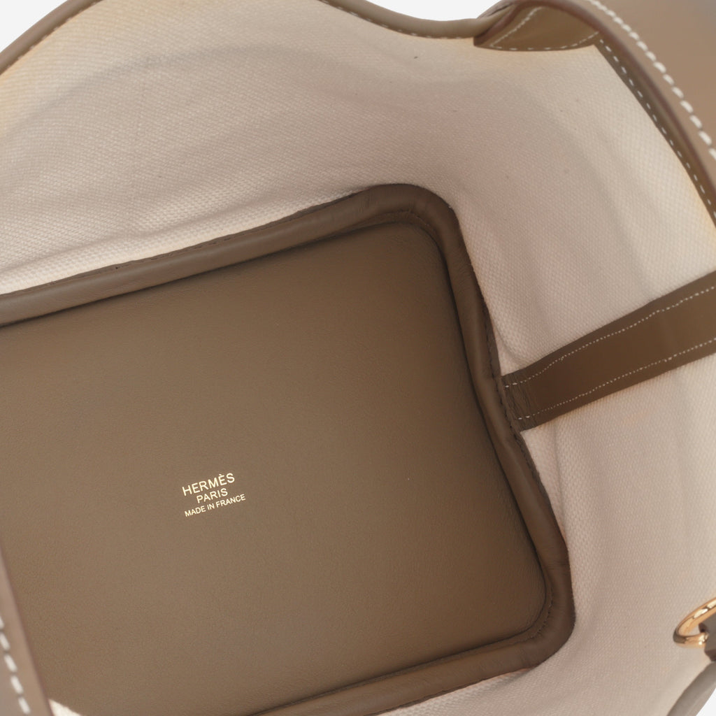 Hermès Picotin 18 Cargo - Ecru Canvas / Etoupe Swift | Gold Hardware