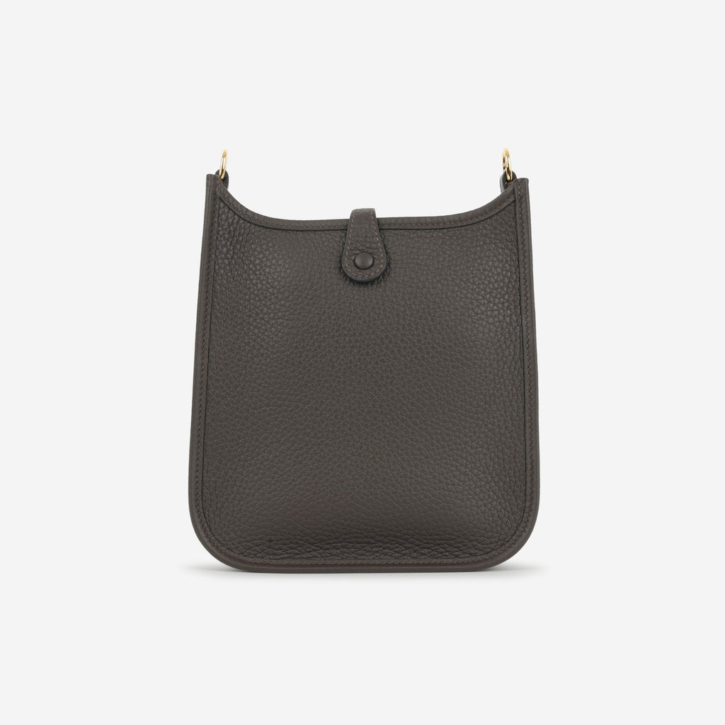 Hermès Evelyne TPM - Ebene Clemence / Gris Pale / Etoupe Strap | Gold Hardware