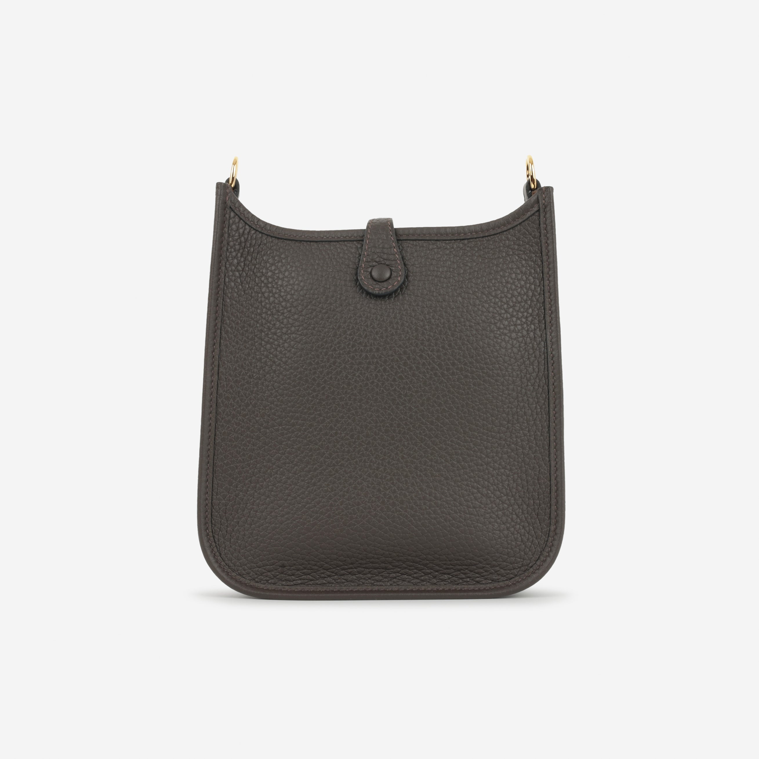 Hermès Evelyne TPM - Ebene Clemence / Gris Pale / Etoupe Strap | Gold Hardware