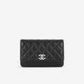 Chanel Wallet On Chain - Black Lambskin with Strass CC | Silver Hardware