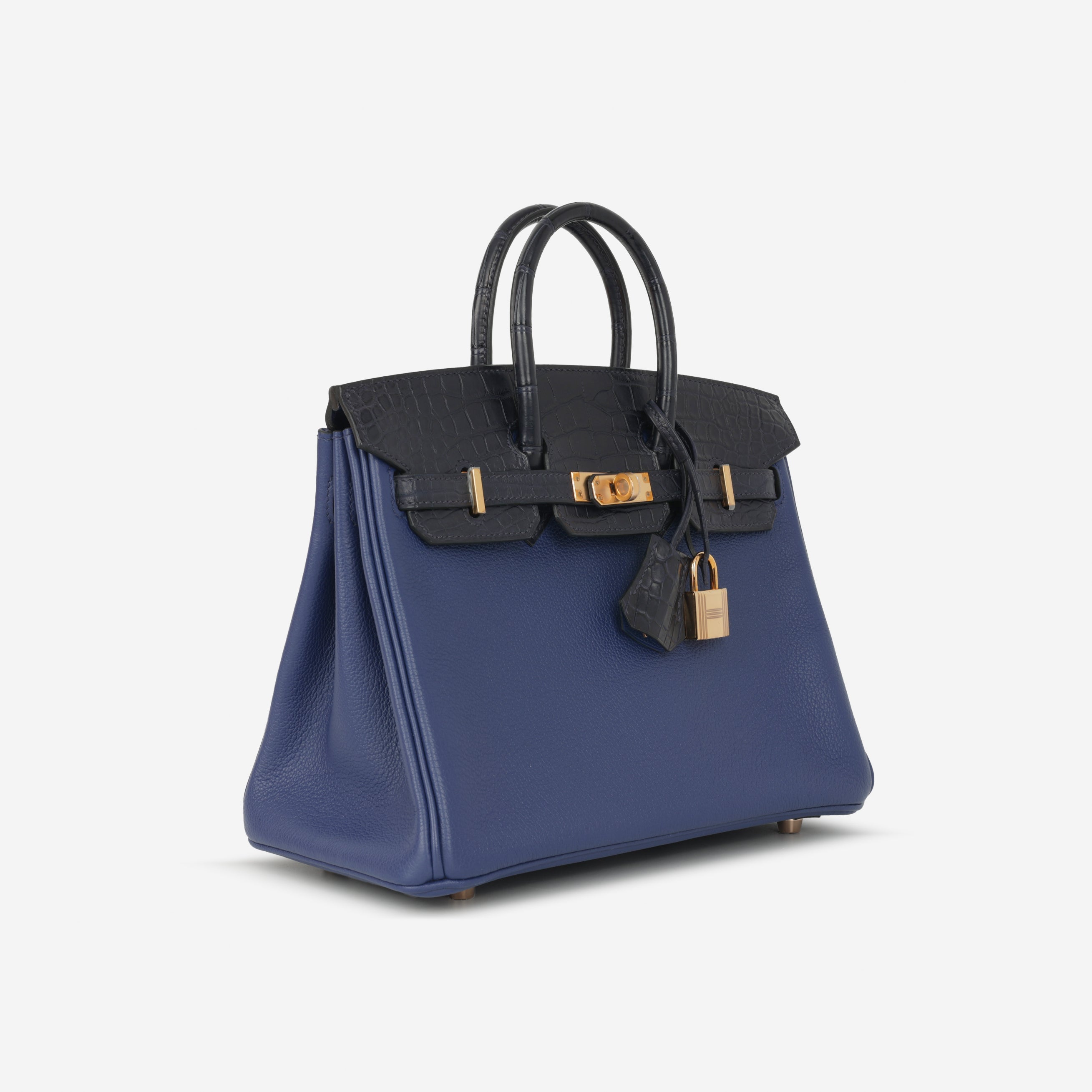 Hermès Birkin 25 Touch - Bleu Saphir Novillo / Blue Marine Alligator | Rose Gold Hardware