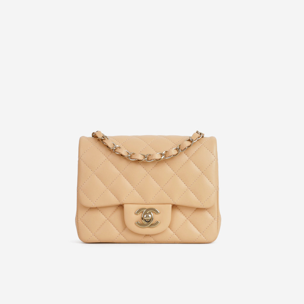 Chanel Mini Flap Square - Peach Lambskin | Champagne Gold Hardware
