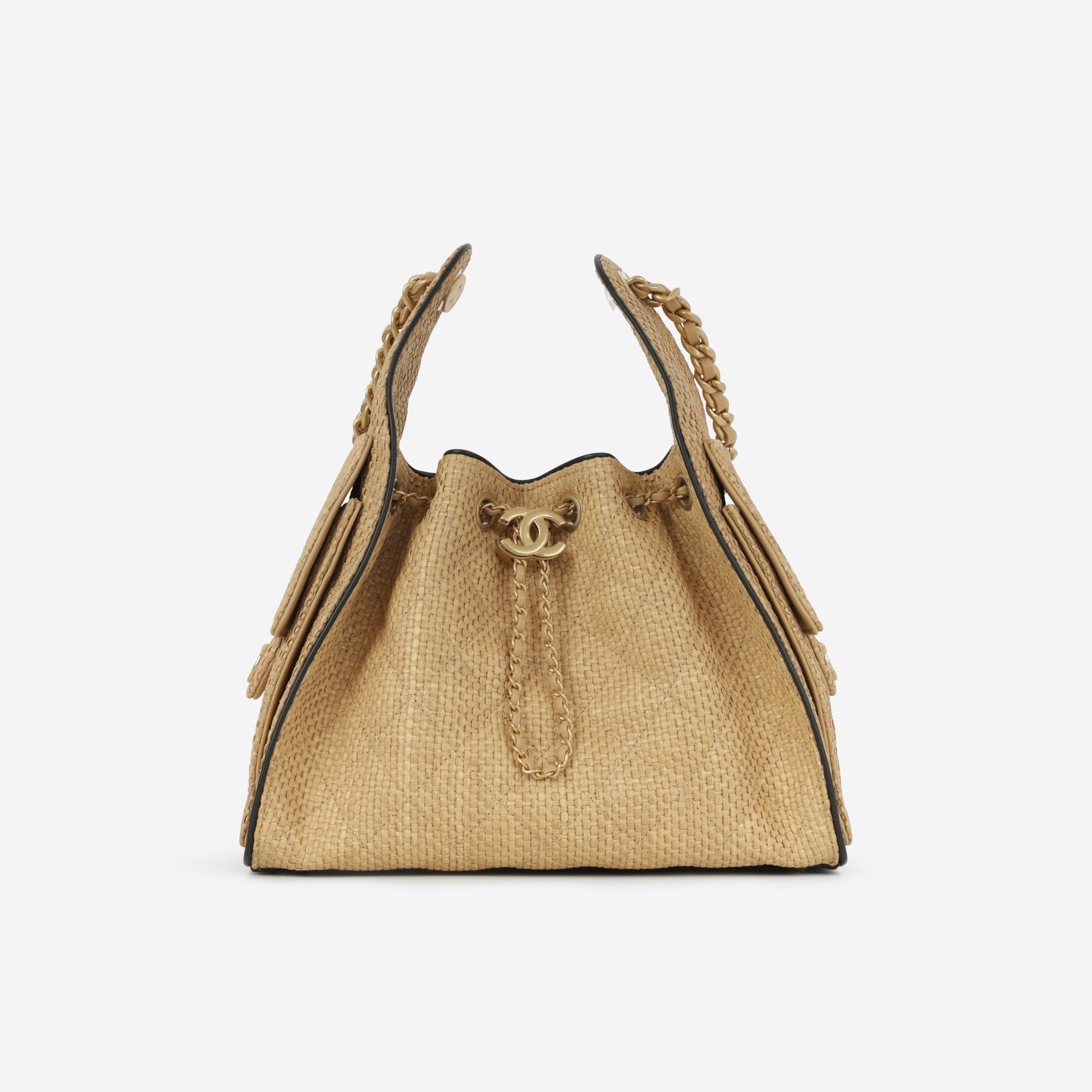 Chanel Small 25 Hobo - Beige Braided Raffia | Gold Hardware