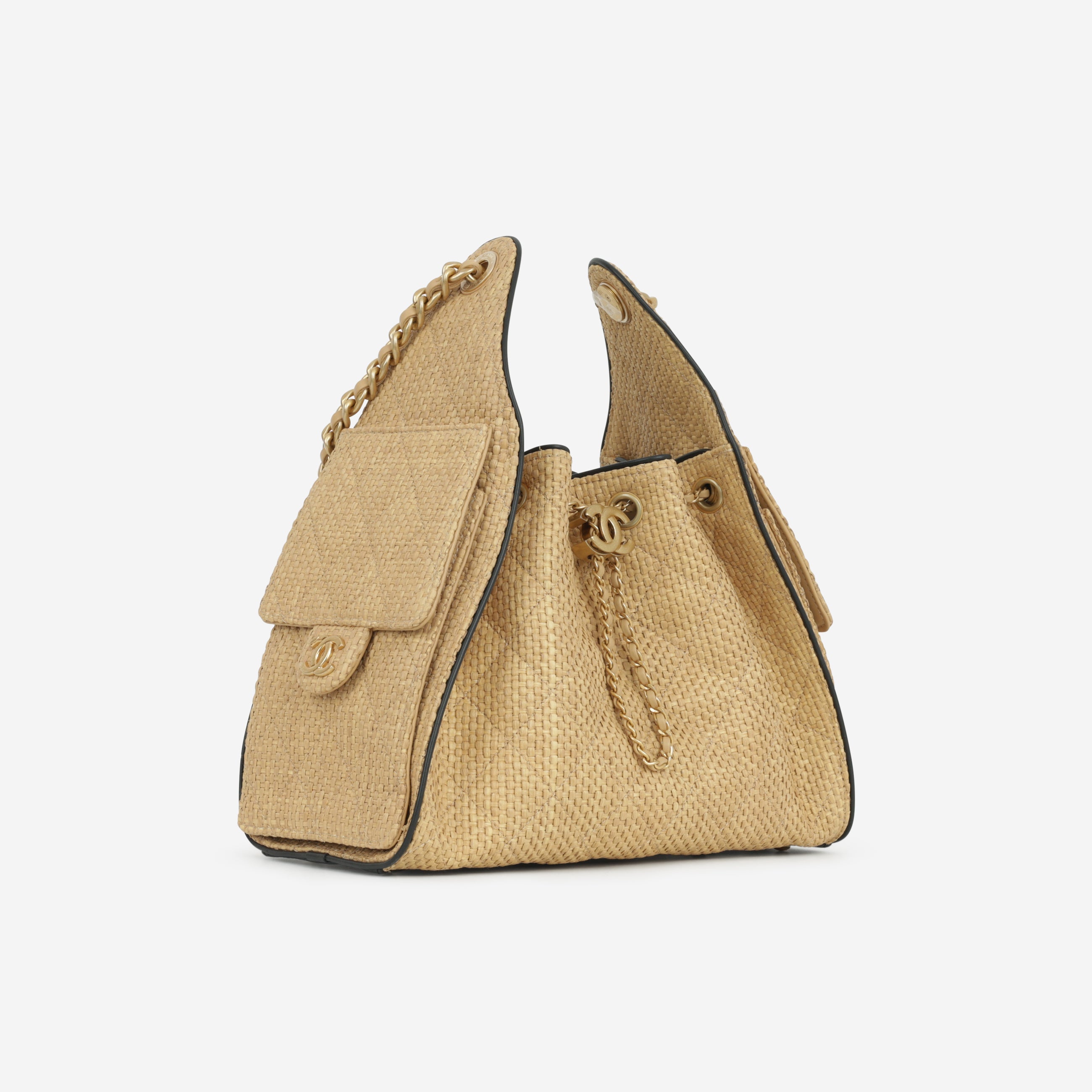 Chanel Small 25 Hobo - Beige Braided Raffia | Gold Hardware