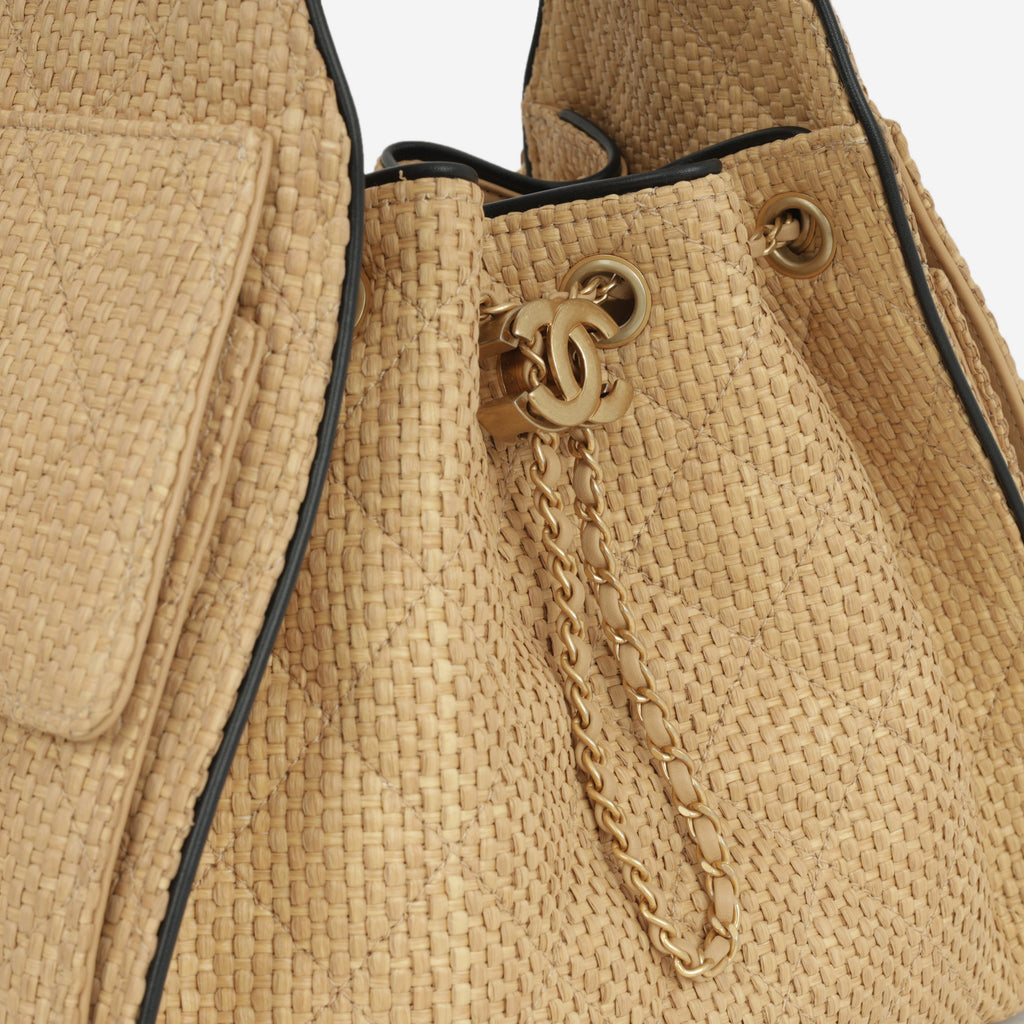 Chanel Small 25 Hobo - Beige Braided Raffia | Gold Hardware