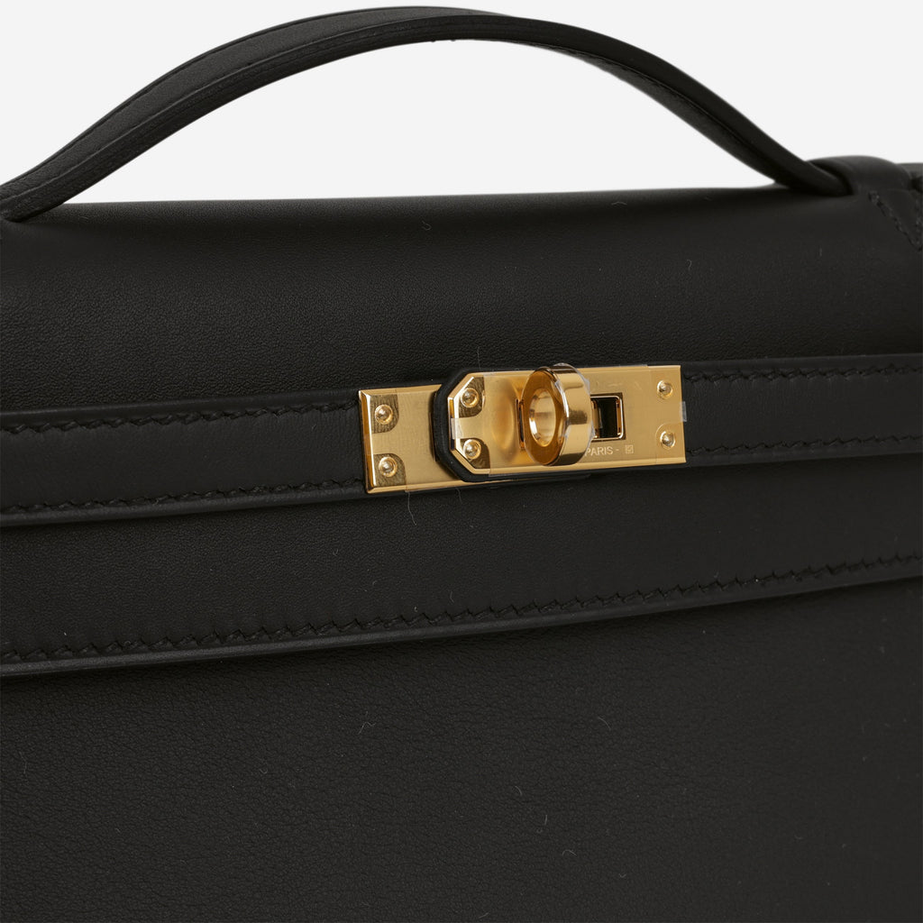 Hermès Kelly Pochette - Black Swift | Gold Hardware