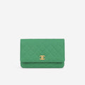 Chanel Medallion Wallet On Chain - Green Caviar | Gold Hardware
