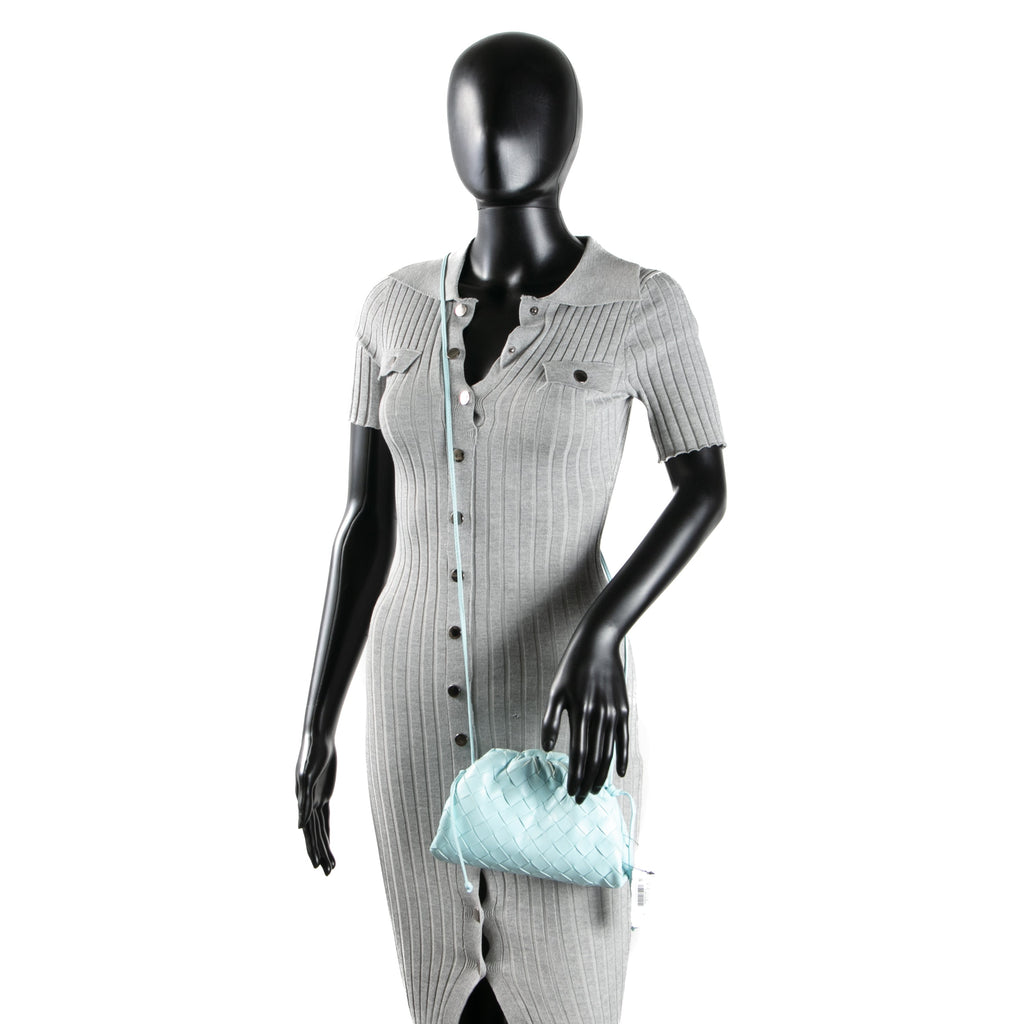 BOTTEGA VENETA Intrecciato The Mini Pouch Bag - Light Blue