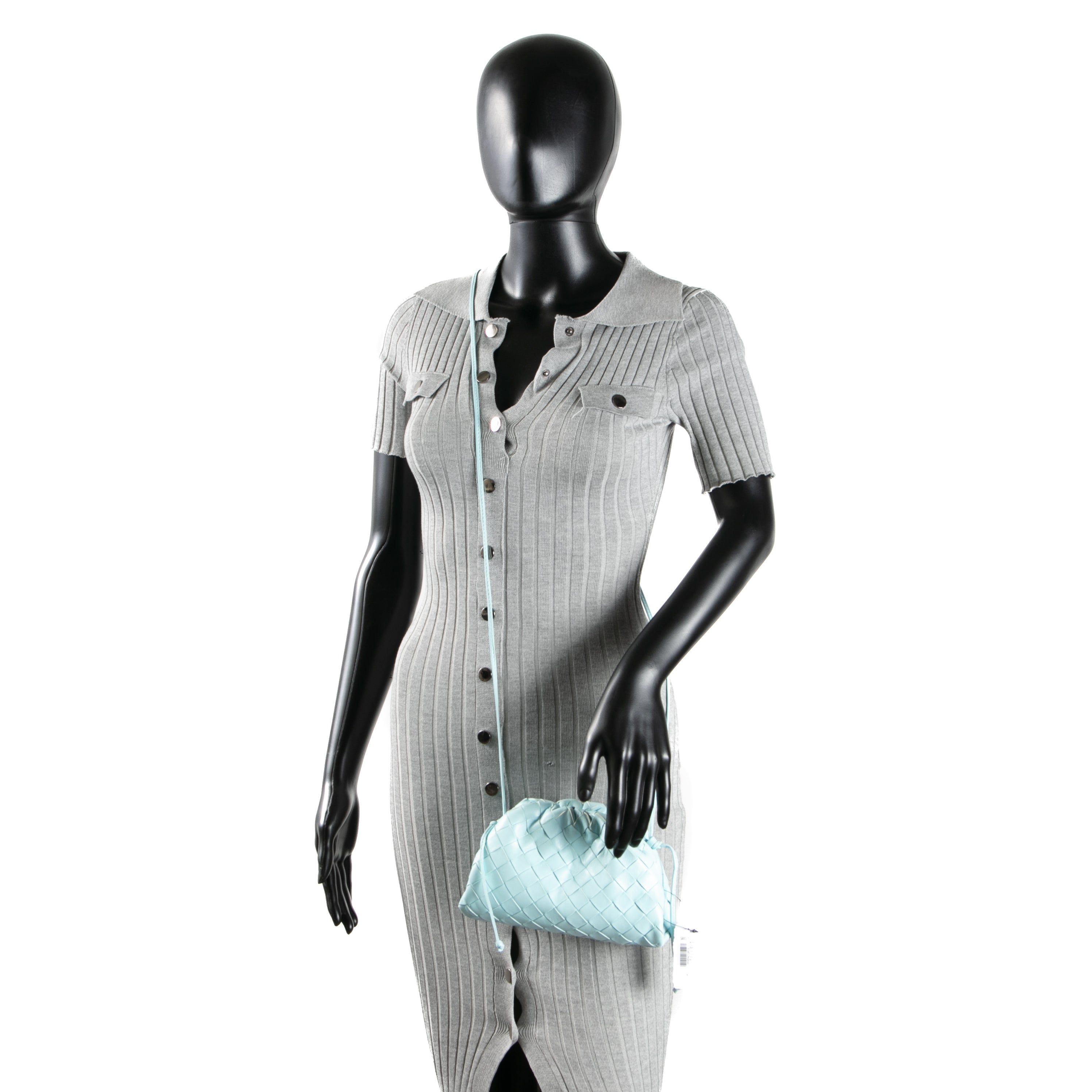 BOTTEGA VENETA Intrecciato The Mini Pouch Bag - Light Blue