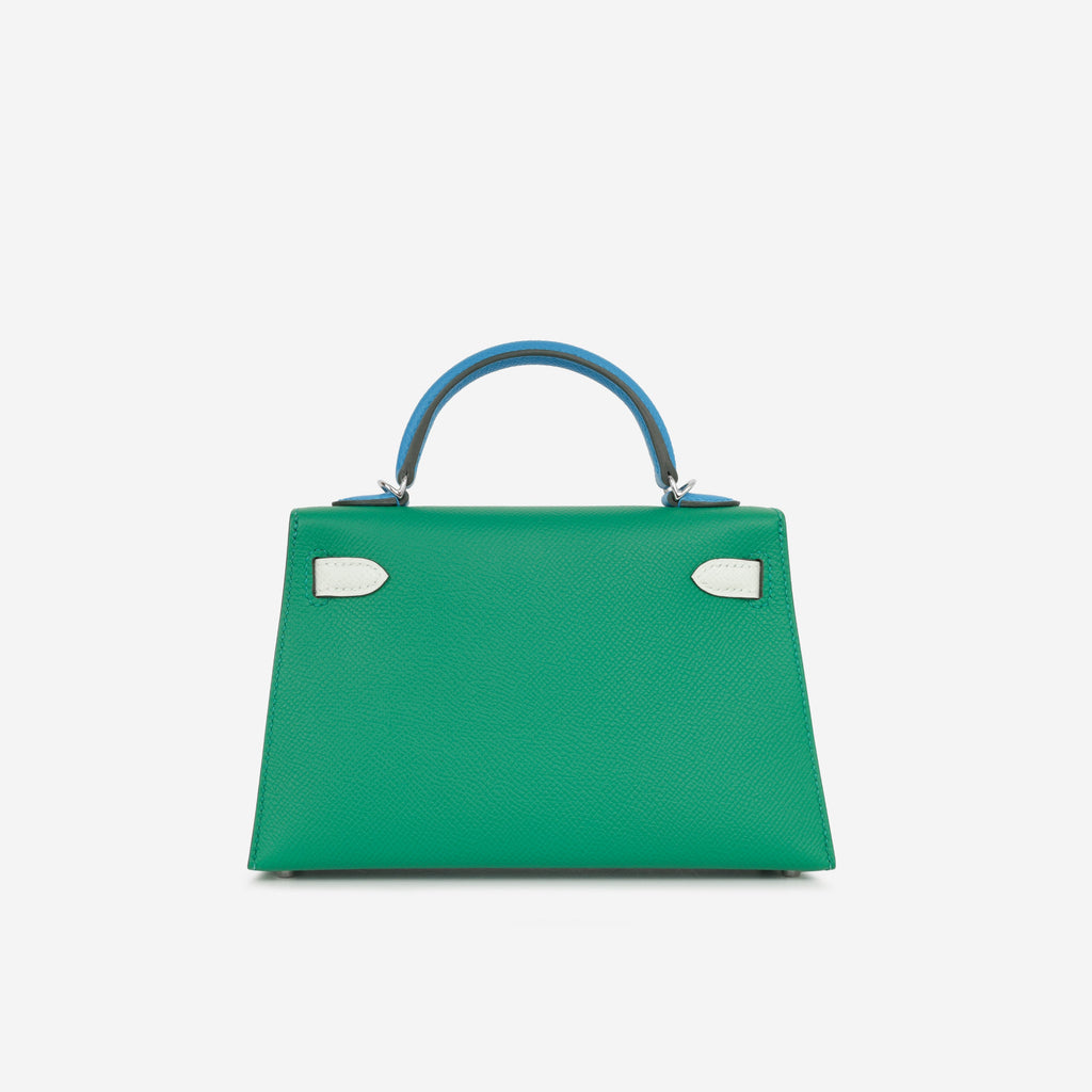 Hermès Mini Kelly Tricolore - Vert Vertigo / Vert Fizz / Bleu Zanzibar Epsom | Palladium Hardware