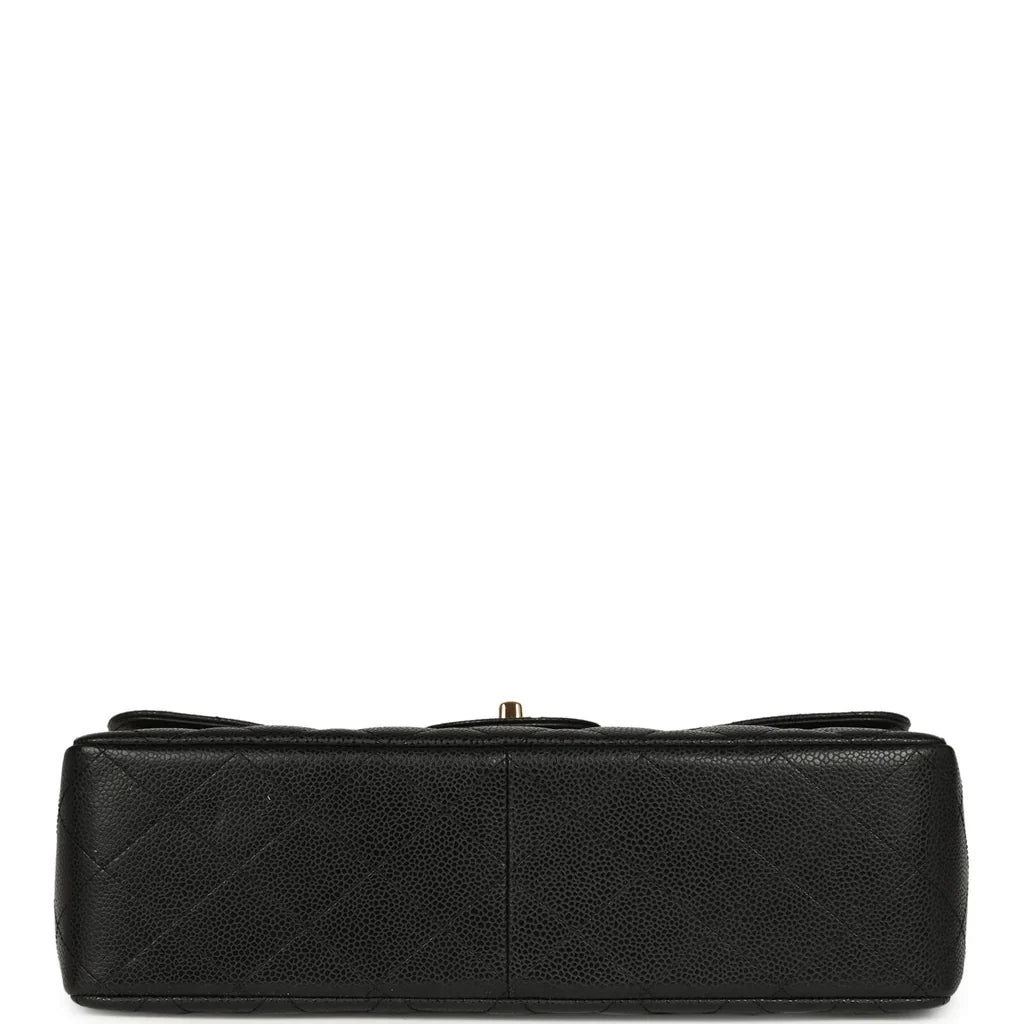Chanel Jumbo Classic Single Flap Bag Black Caviar Gold Hardware