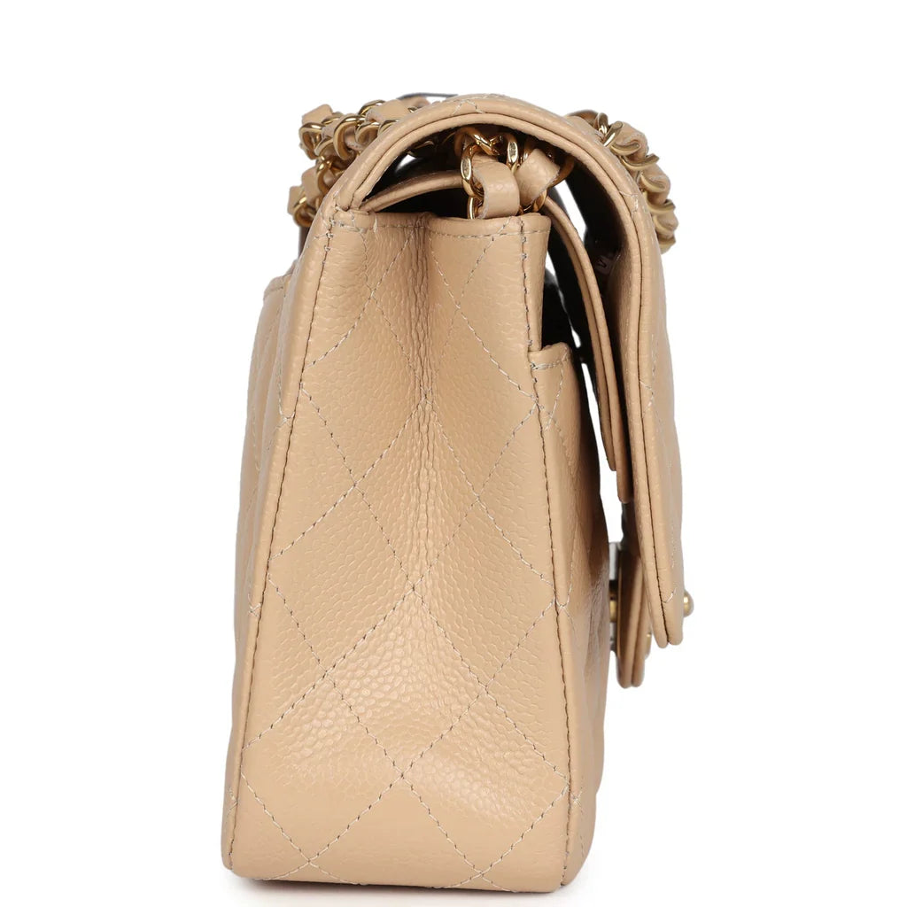 Chanel Medium Classic Double Flap Beige Caviar Gold Hardware 2025