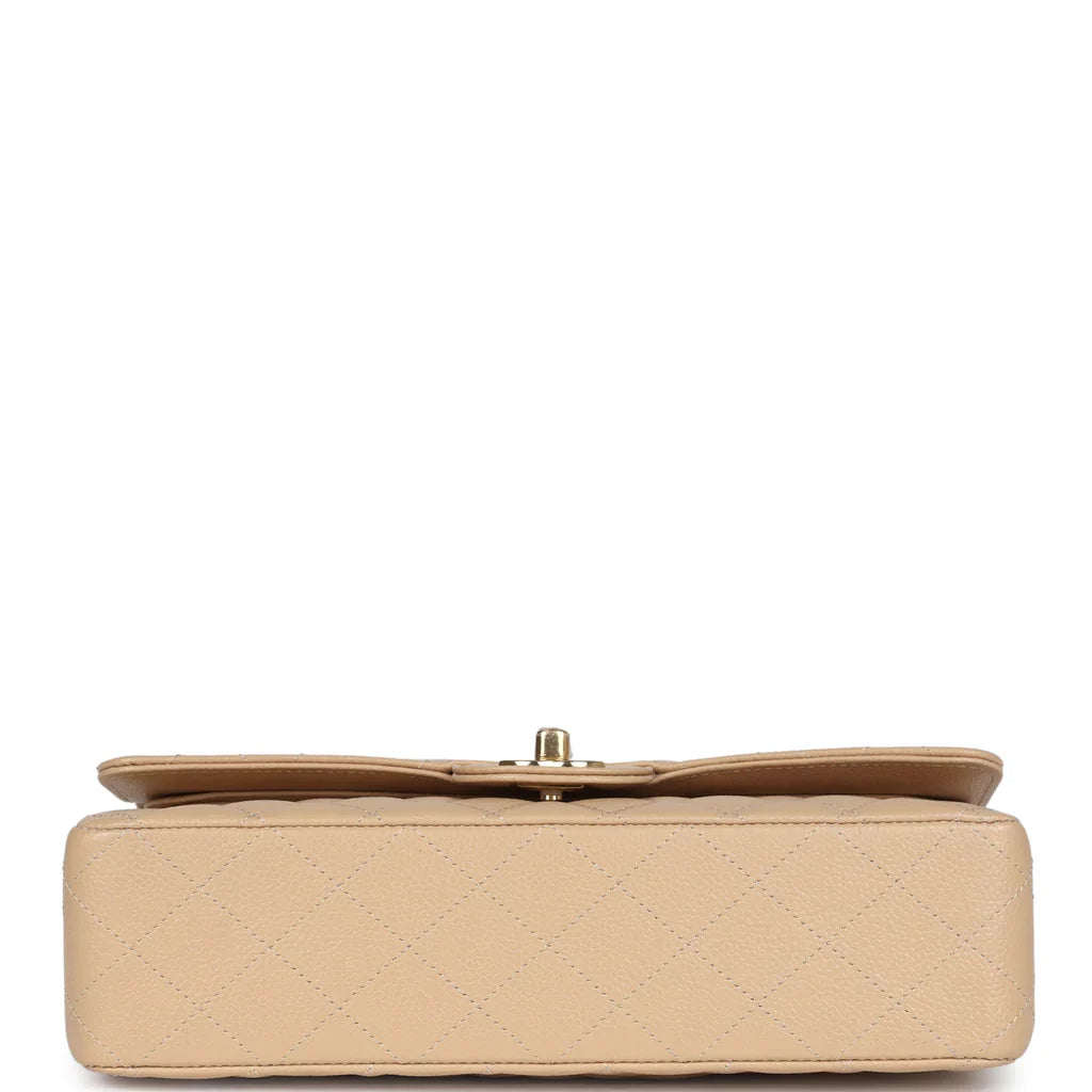 Chanel Medium Classic Double Flap Beige Caviar Gold Hardware 2025
