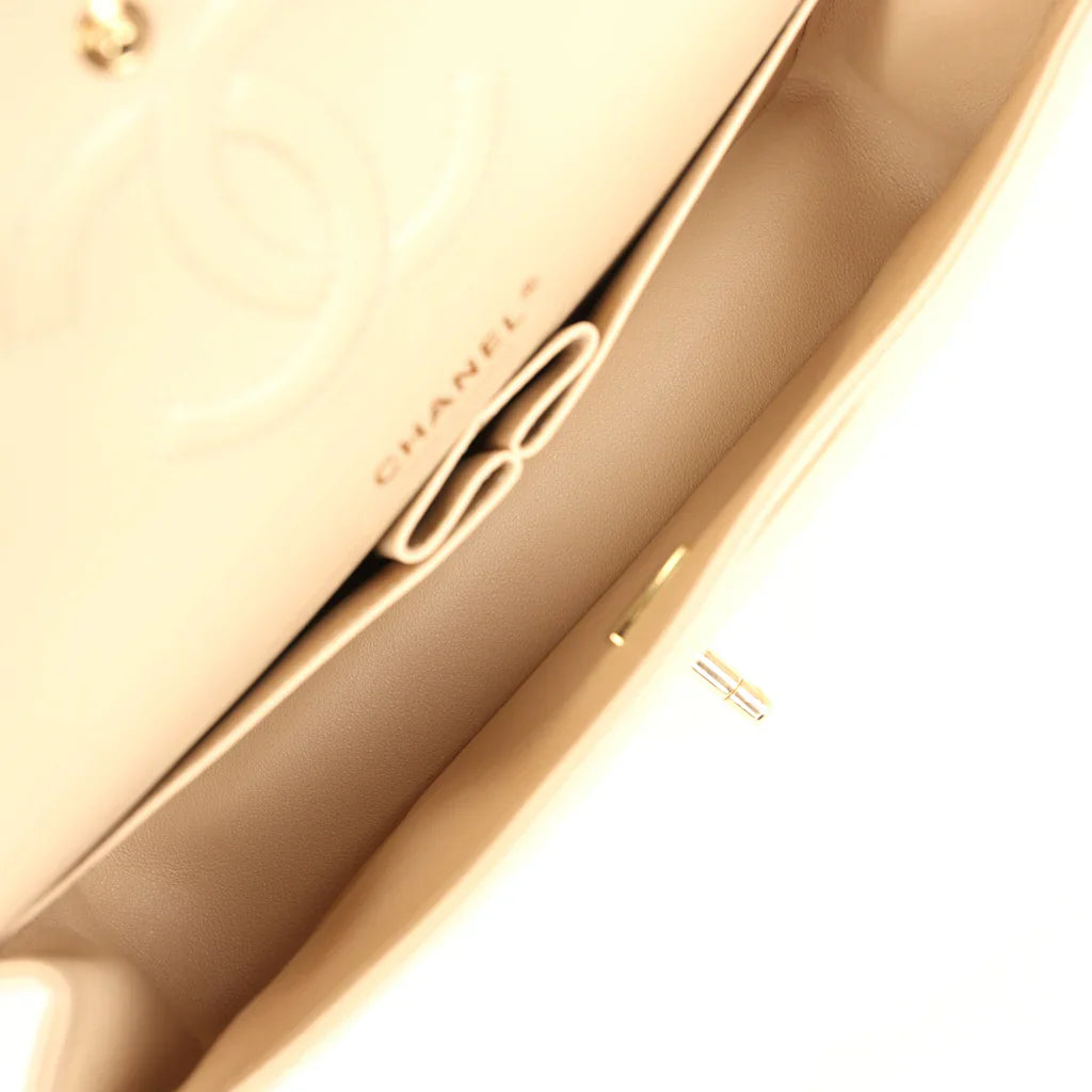 Chanel Medium Classic Double Flap Beige Caviar Gold Hardware 2025