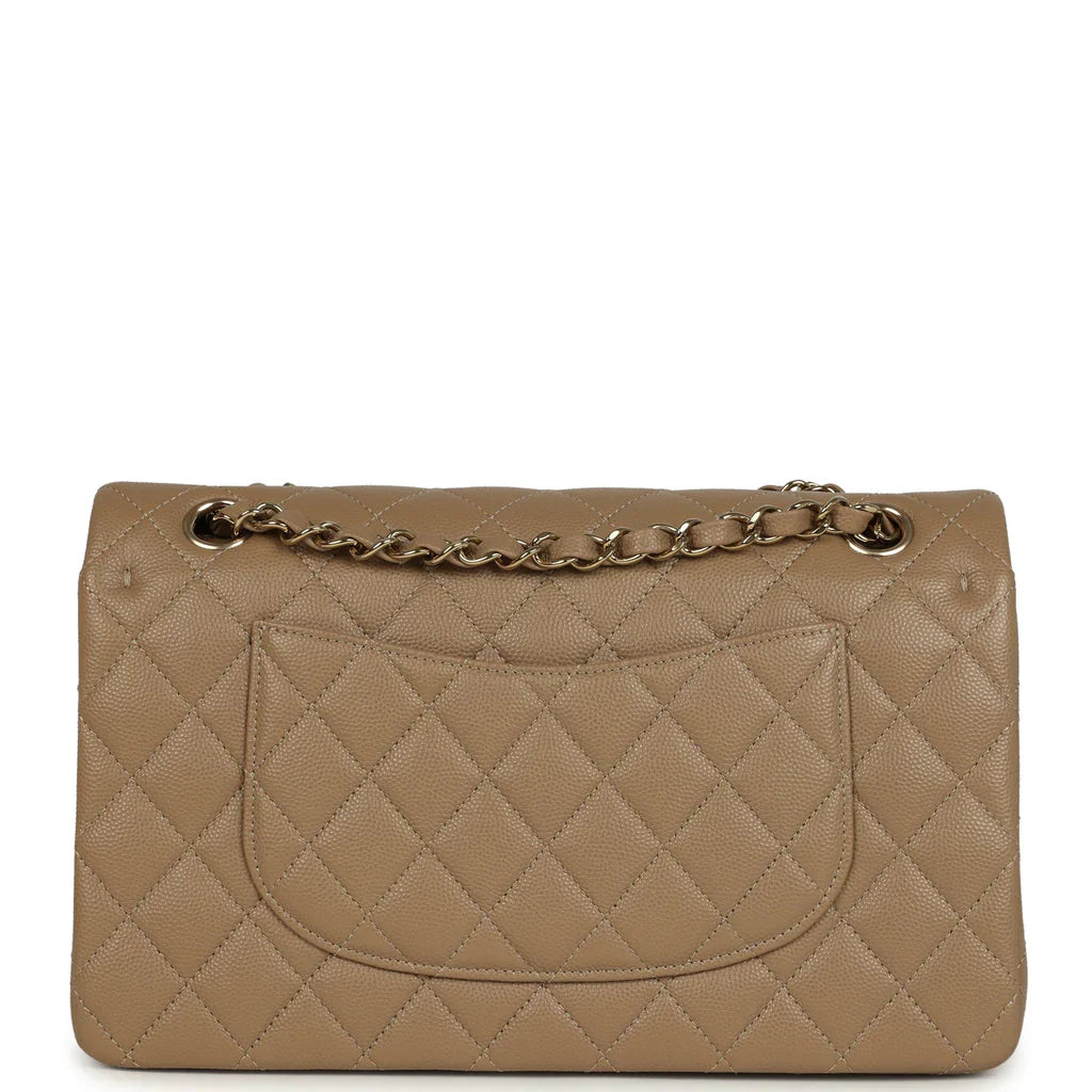 Chanel Medium Classic Double Flap Bag Light Brown Caviar Light Gold Hardware 2025