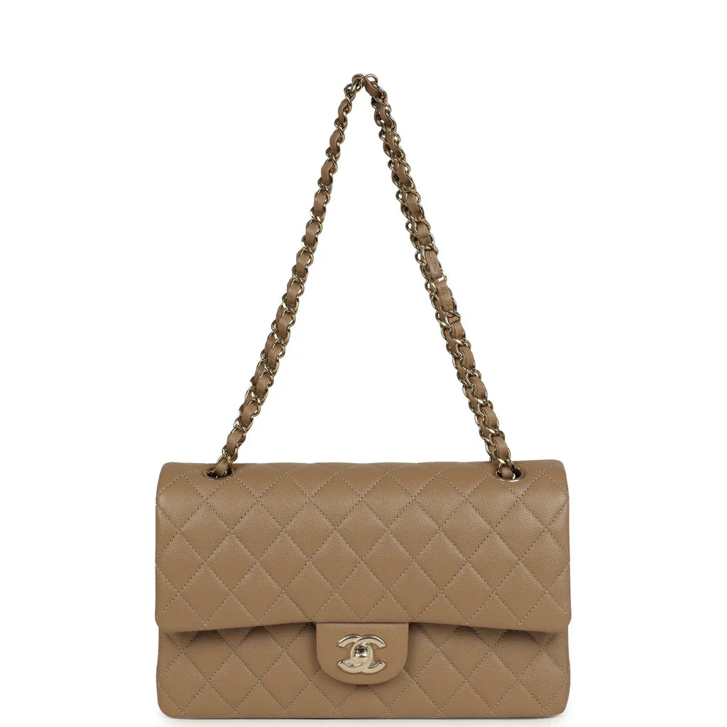 Chanel Medium Classic Double Flap Bag Light Brown Caviar Light Gold Hardware 2025