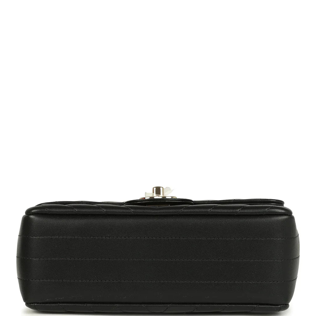 Chanel Mini Chevron Classic Rectangular Flap Bag Black Lambskin Light Gold Hardware