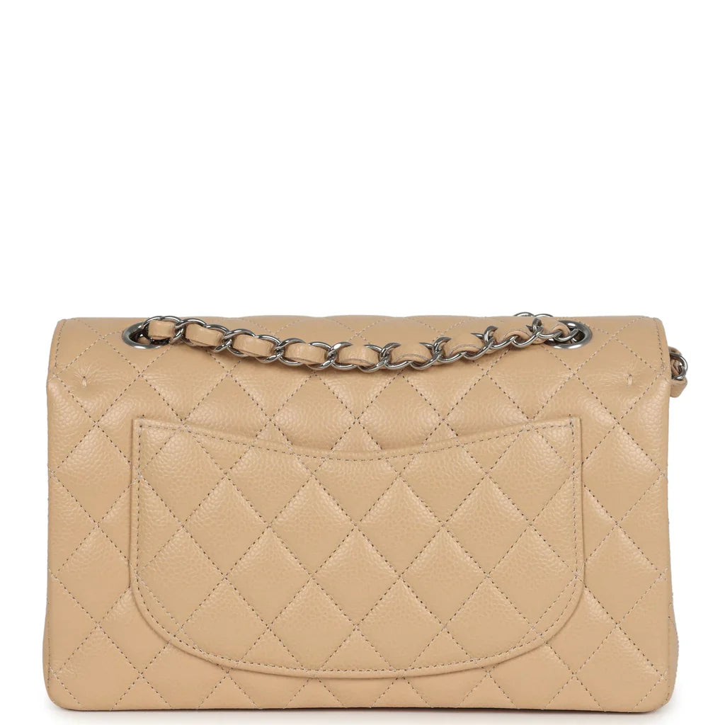 Chanel Small Classic Double Flap Bag Beige Caviar Silver Hardware 2025