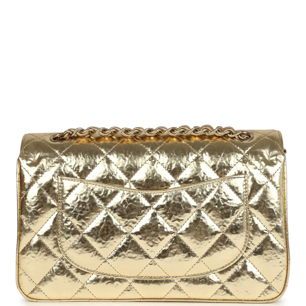 Chanel Small Classic Double Flap Gold Hammered Metallic Calfskin Brushed Gold Hardware 2025