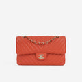 Chanel Medium Classic Flap - Coral Chevron Lambskin | Gold Hardware