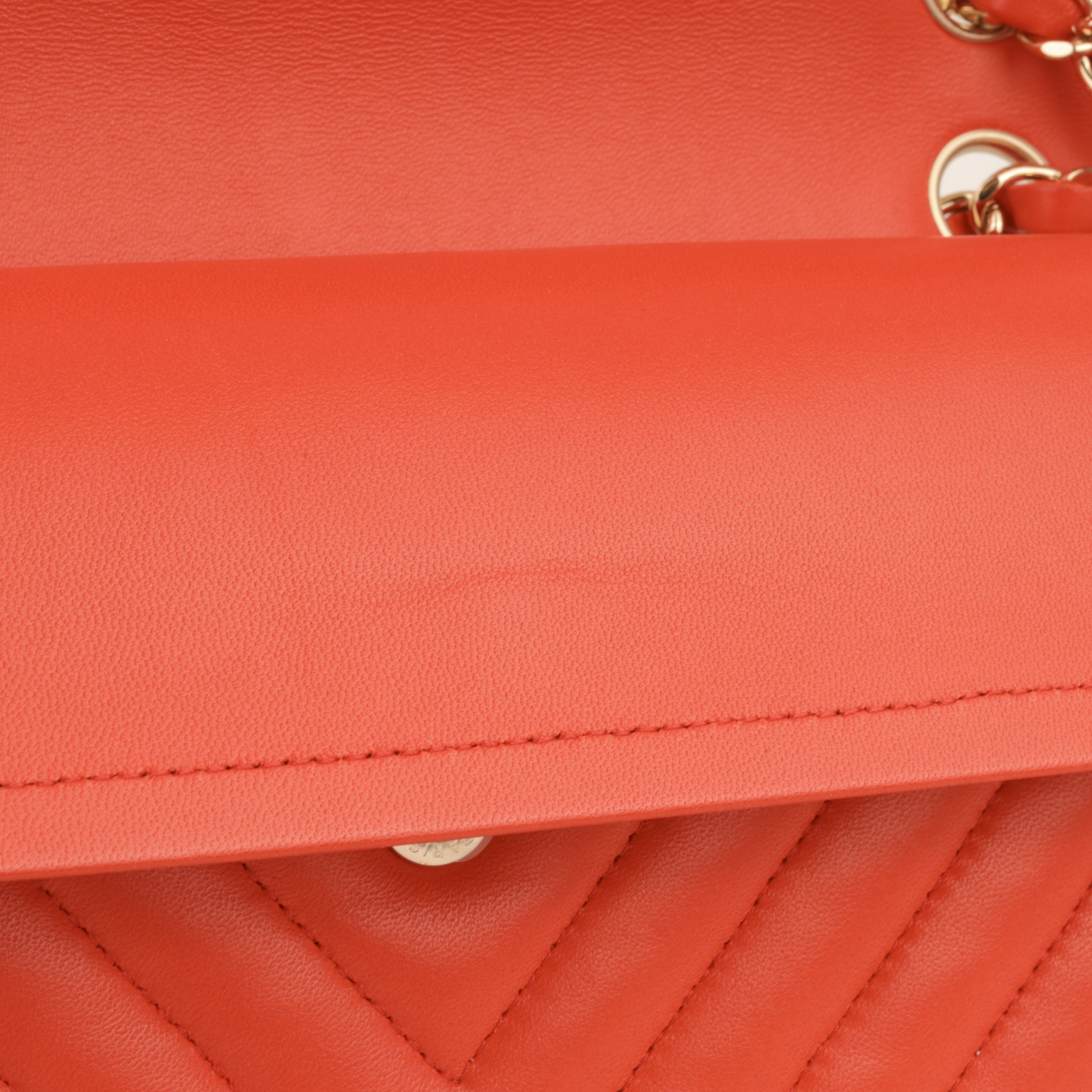 Chanel Medium Classic Flap - Coral Chevron Lambskin | Gold Hardware