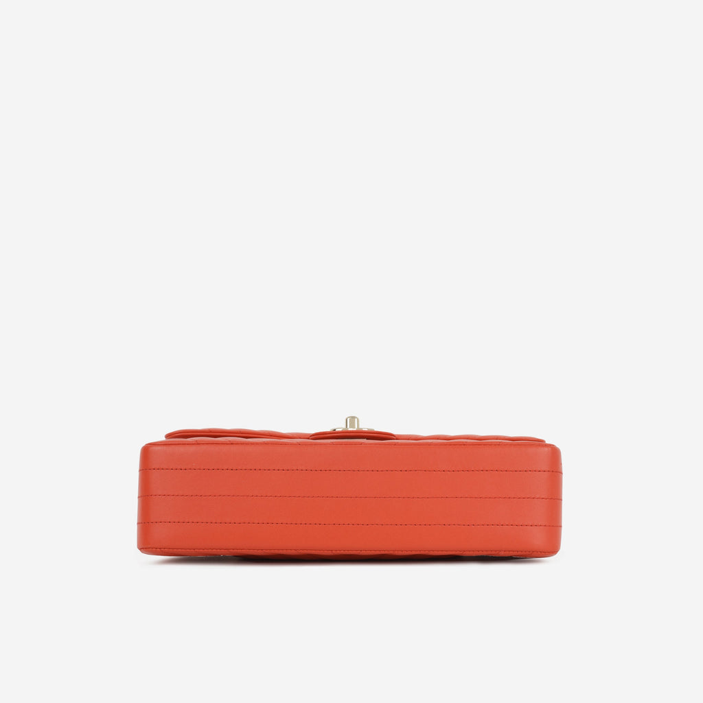 Chanel Medium Classic Flap - Coral Chevron Lambskin | Gold Hardware